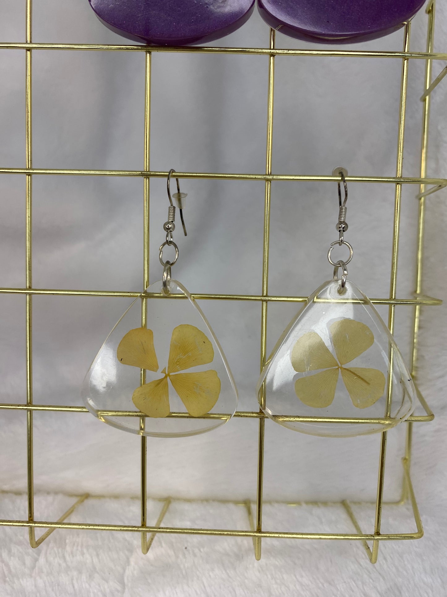 Large Triangle 4 Leaf Clover Earrings