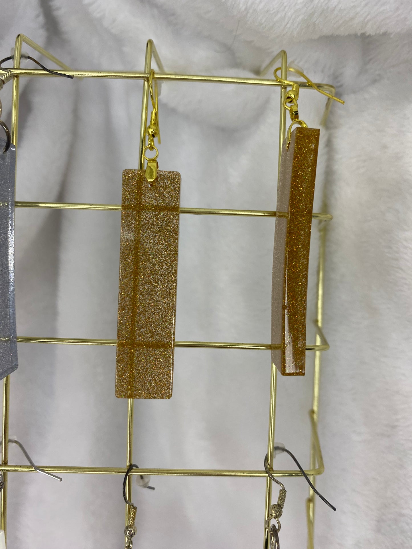 Extra Large Gold Fine Glitter Resin Earrings