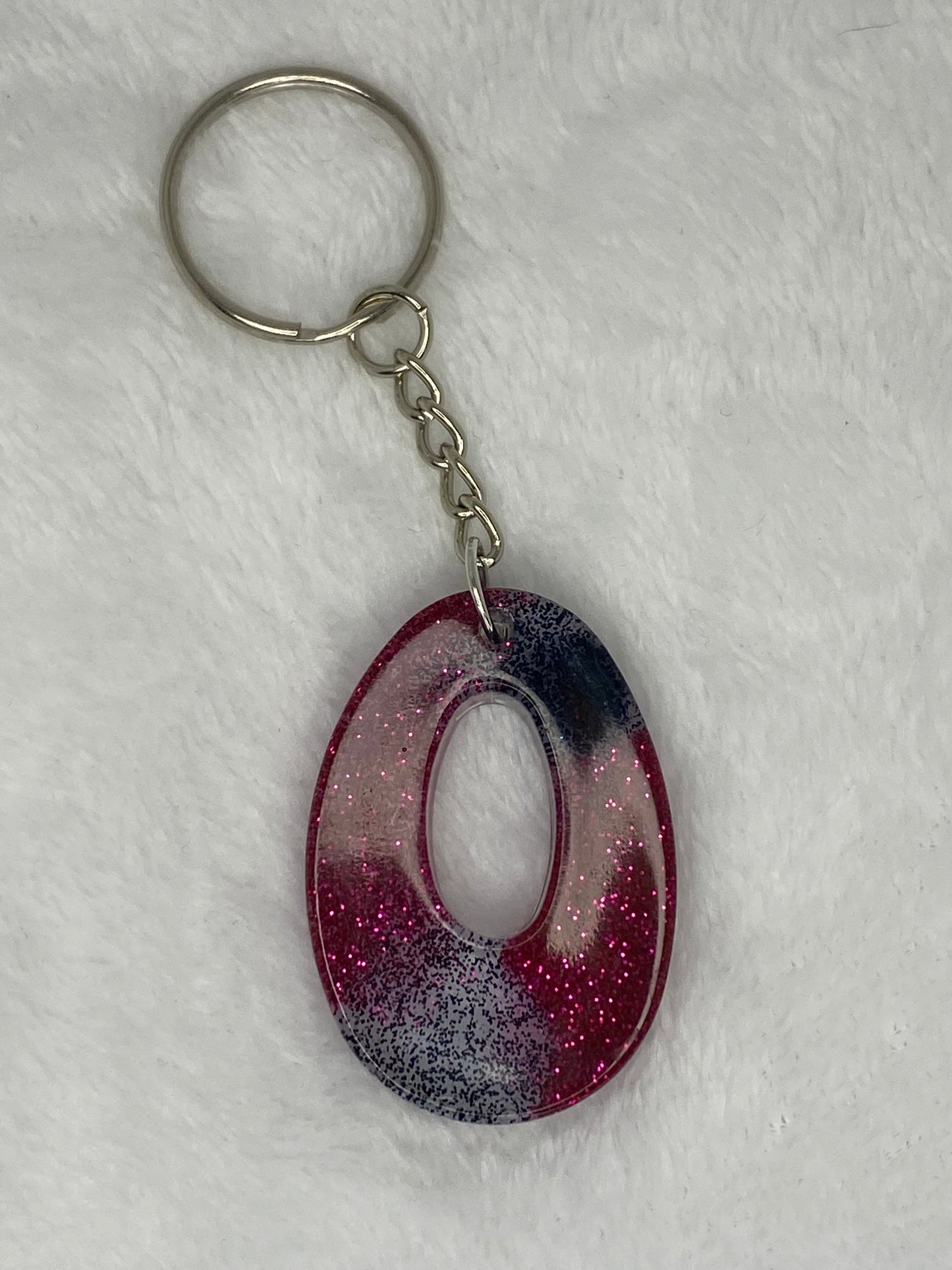 Black and Dark Pink Glitter Hippie Font Letter Keychains