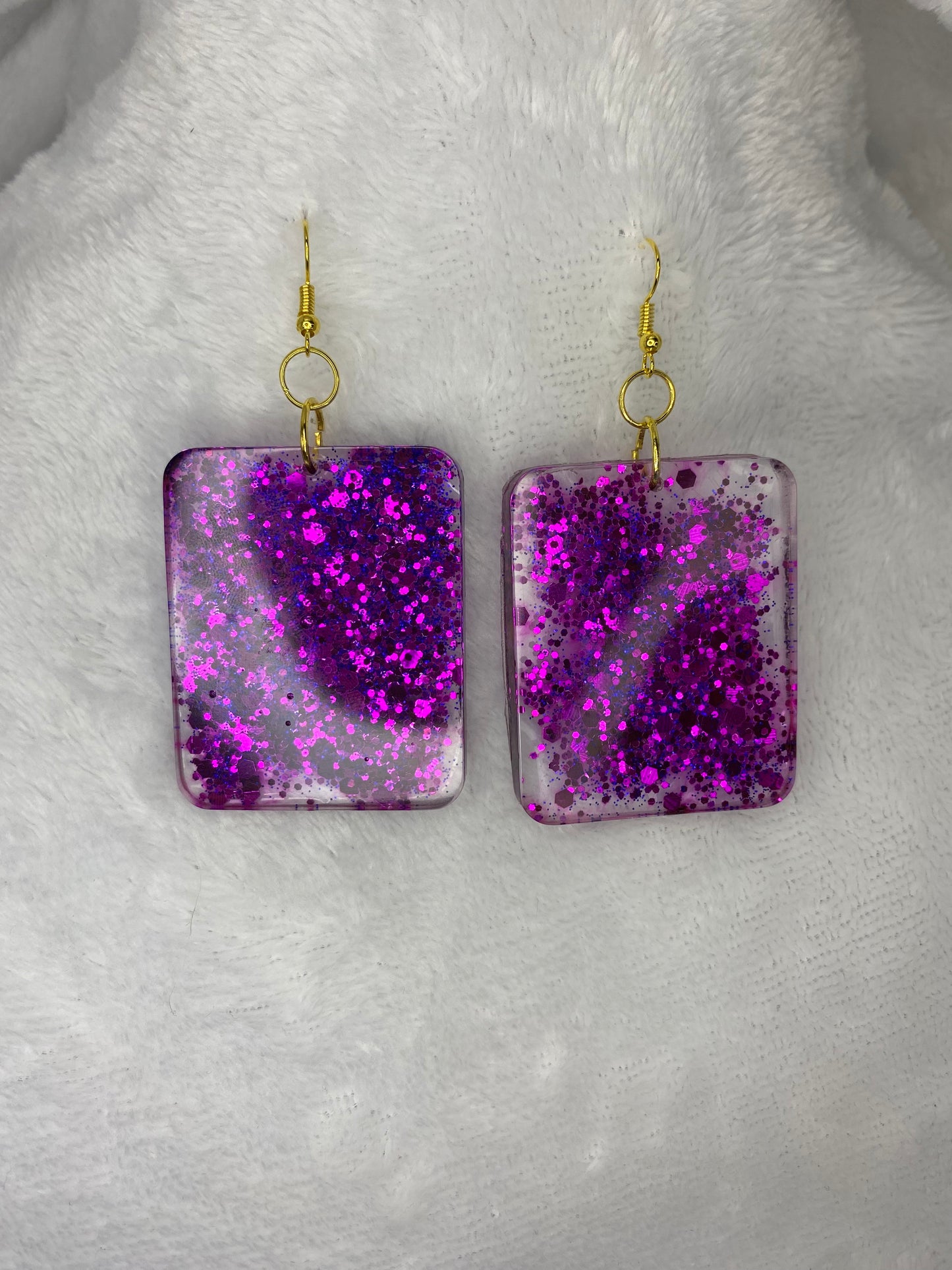 Purple Chunky Glitter Rectangle Earrings