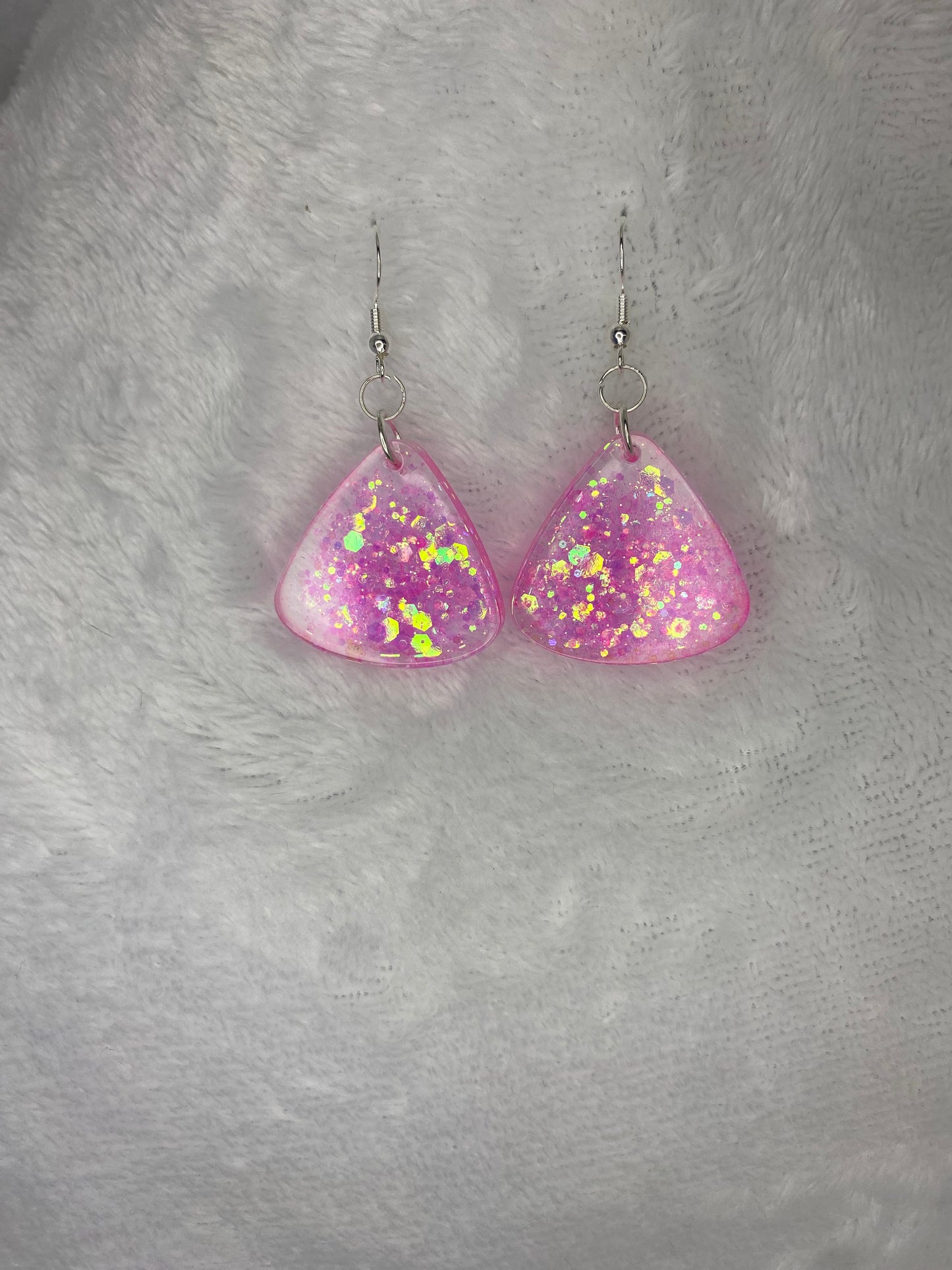 Hot Pink Triangle Earrings
