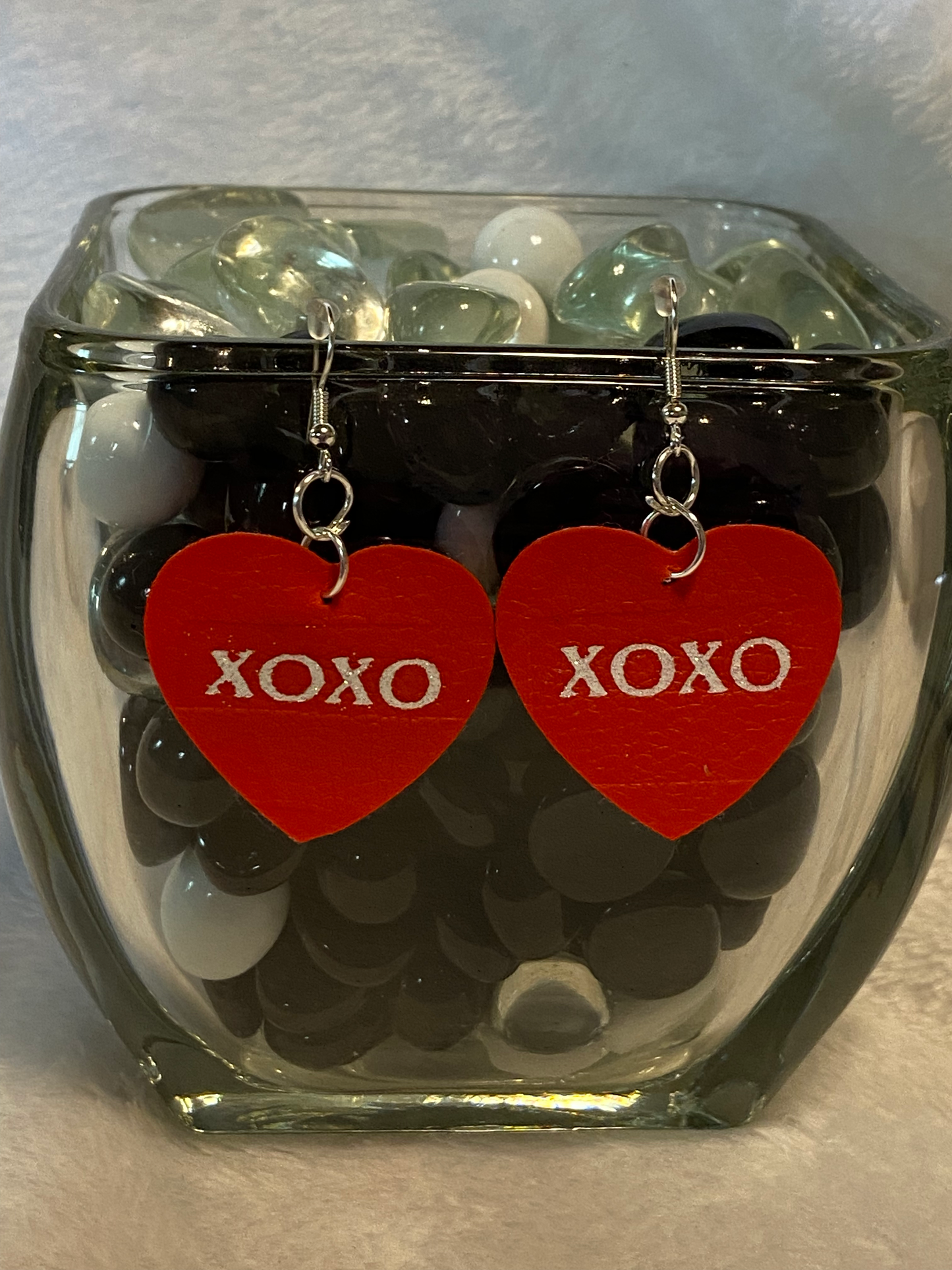 Red XOXO Faux Leather Earrings