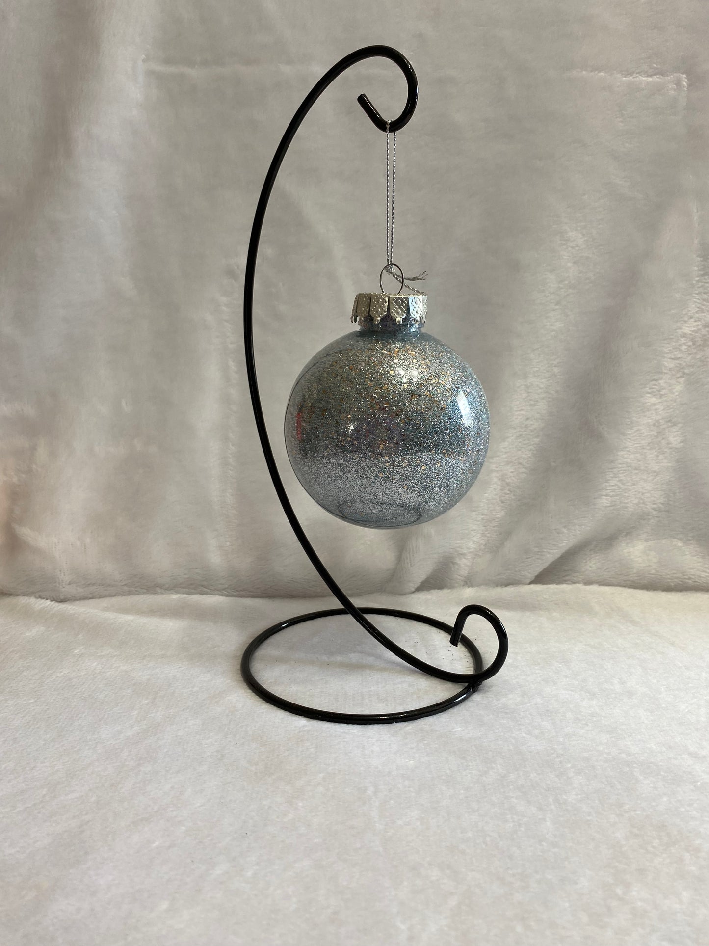 Silver Fine Glitter Christmas Ornament