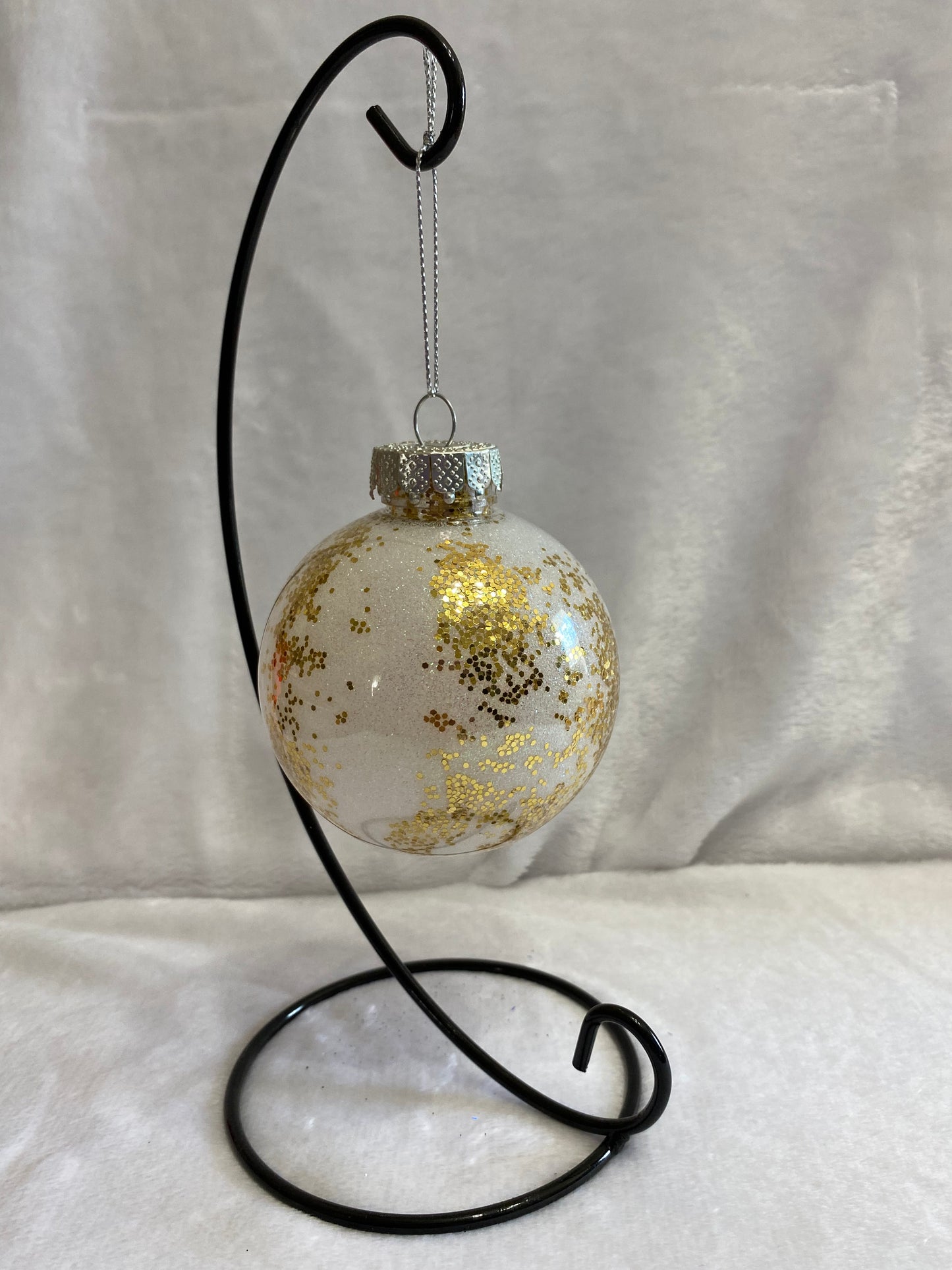 White & Gold Glitter Christmas Ornament