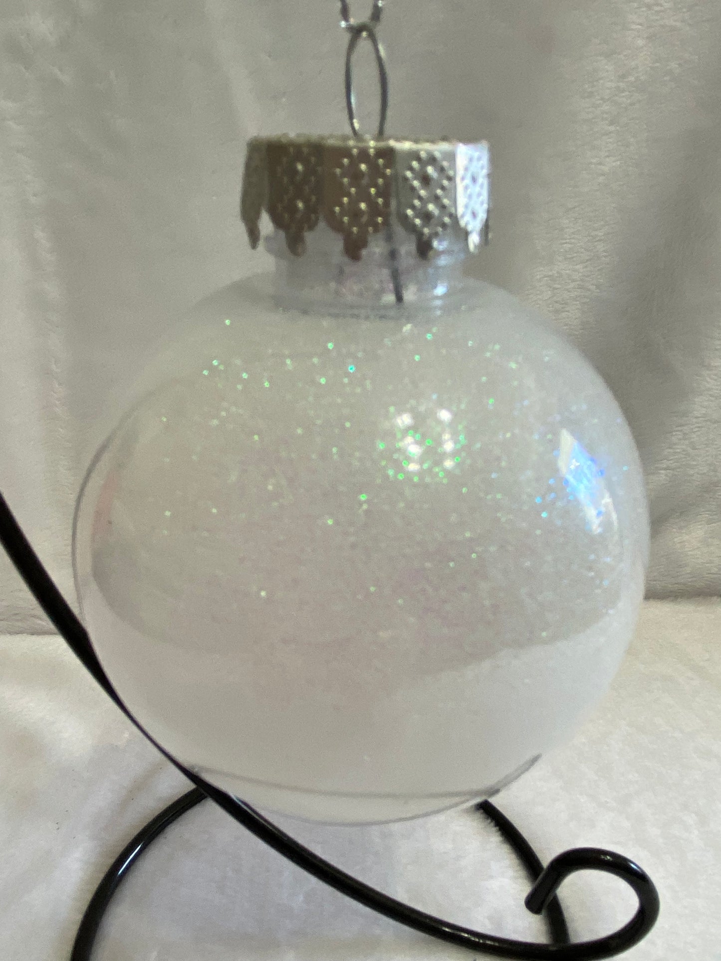 White Iridescent Fine Glitter Christmas Ornament