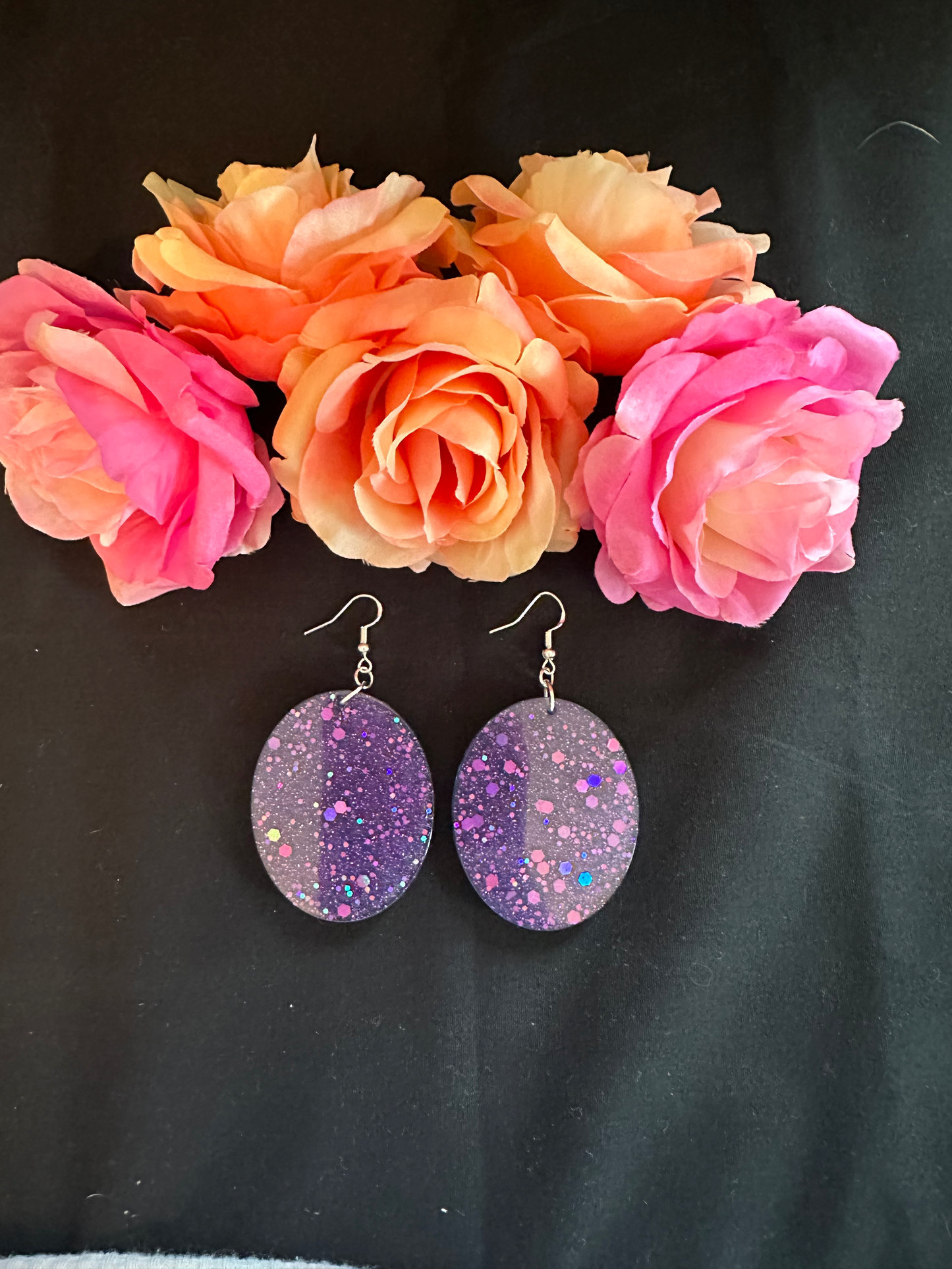 Large Purple Chunky Glitter Earrings