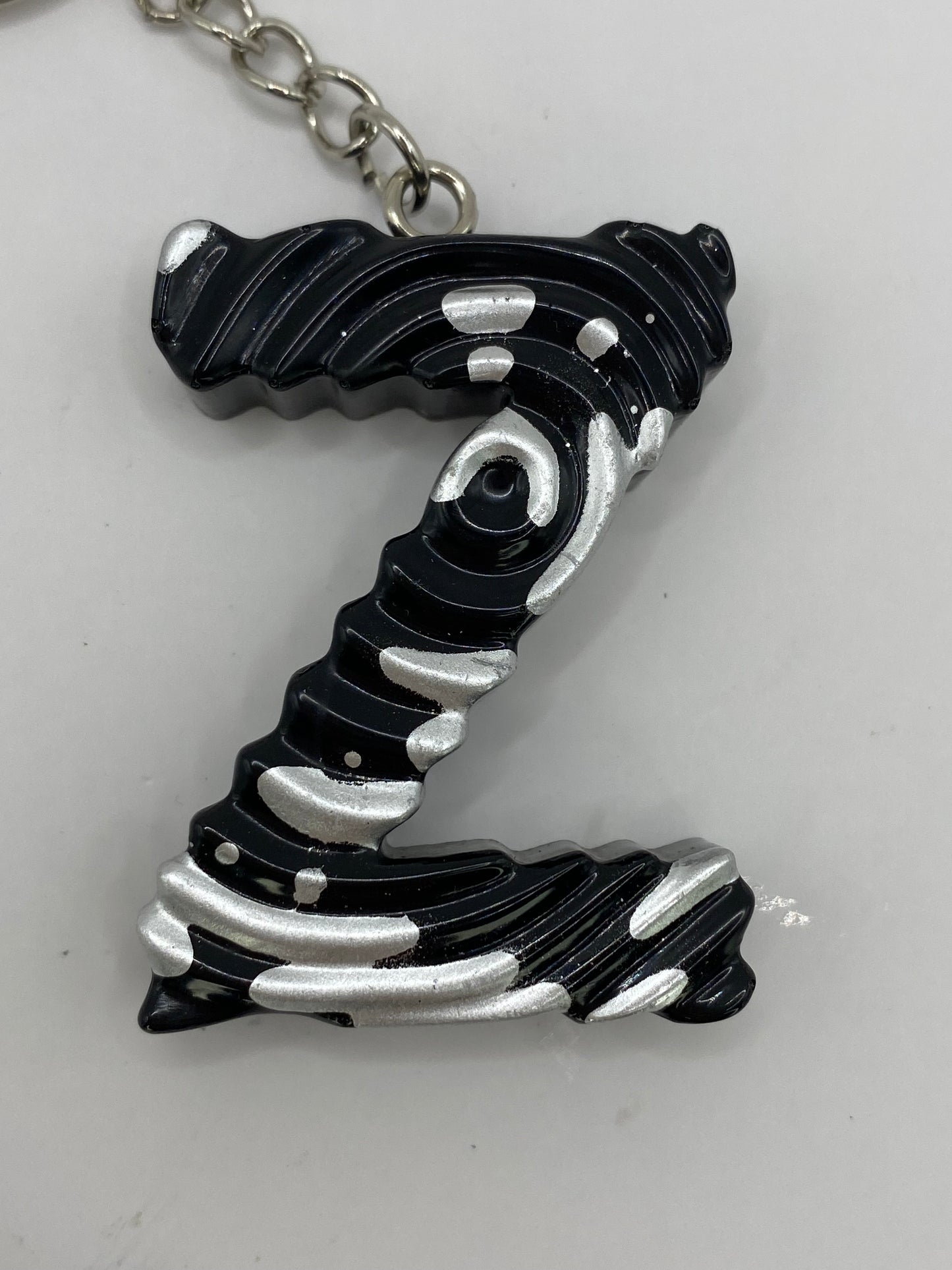 Black & Silver Ripple Letter Keychains