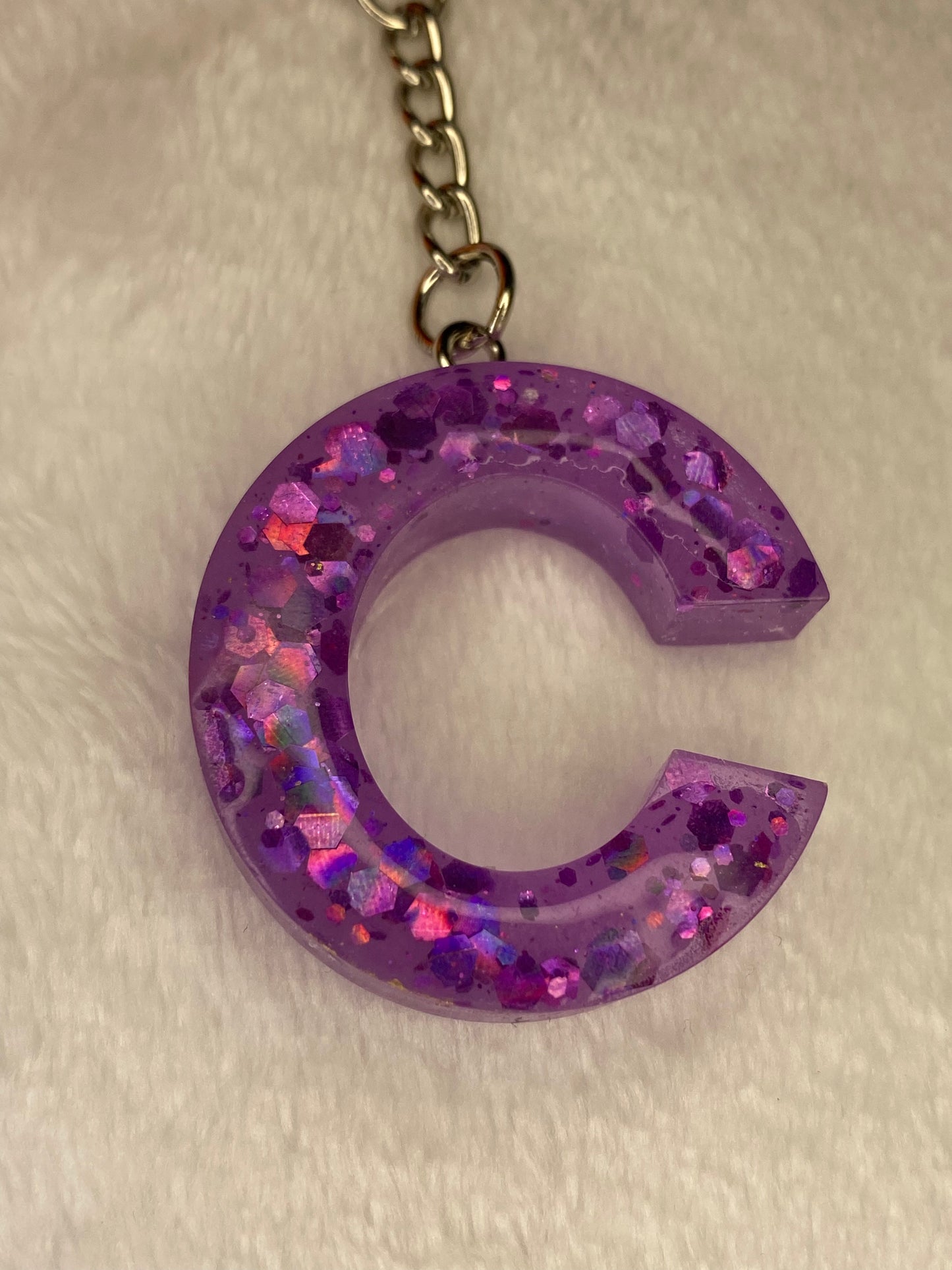 Basic Font Letter Keychains with Chunky Glitter