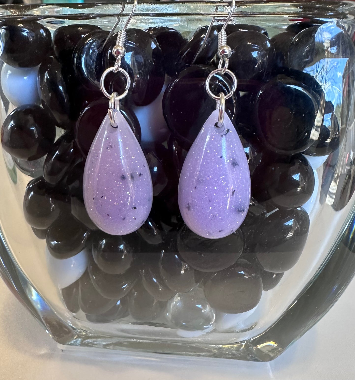 Lavender Mini Teardrop Glitter Earrings