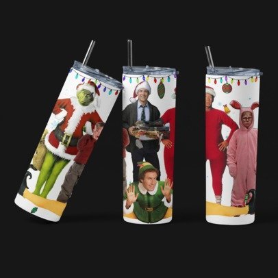 20 0z. Skinny Sublimation Tumblers- Christmas Friends Tumbler