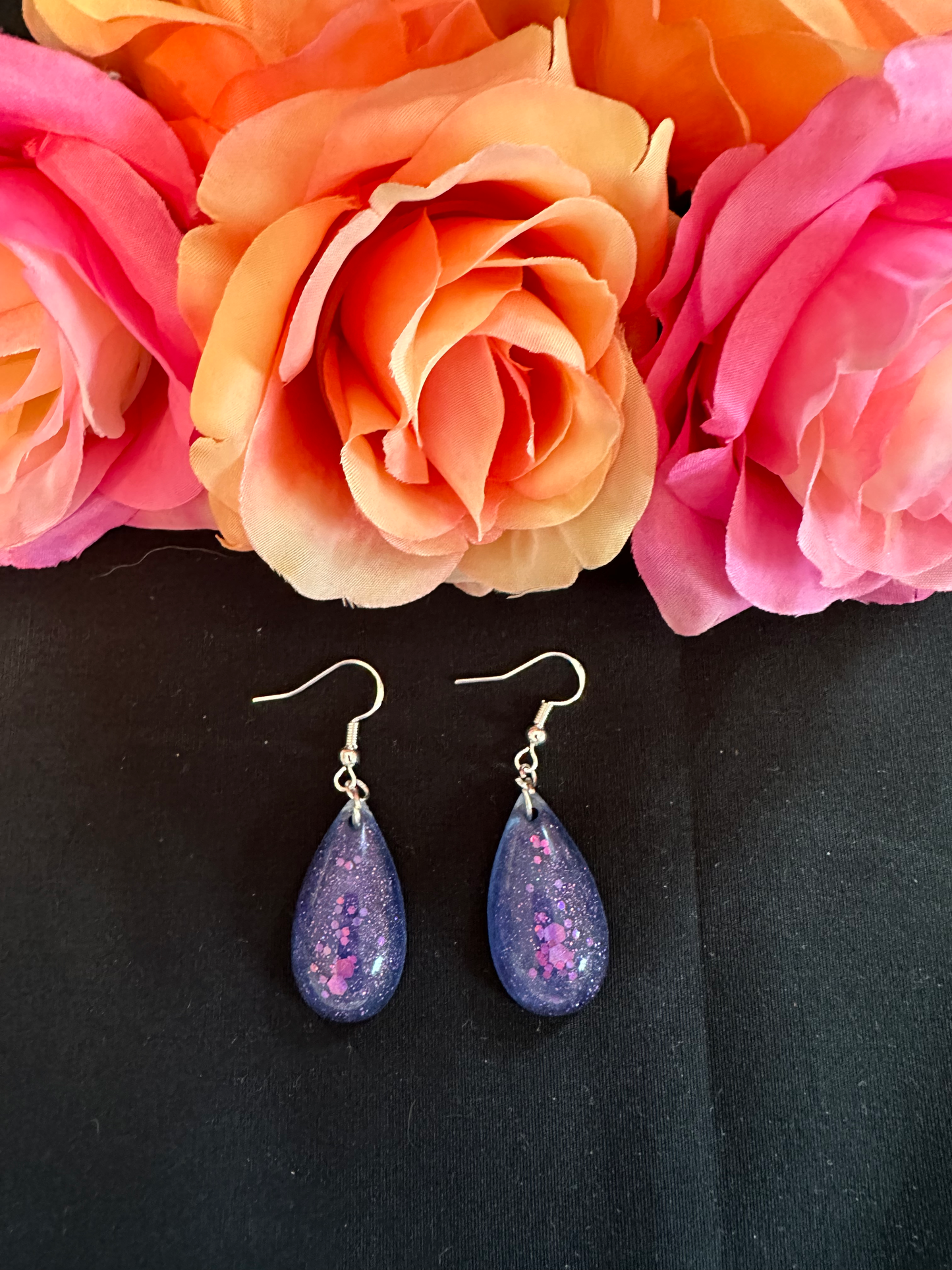 Purple Glitter Mini Teardrop Earrings