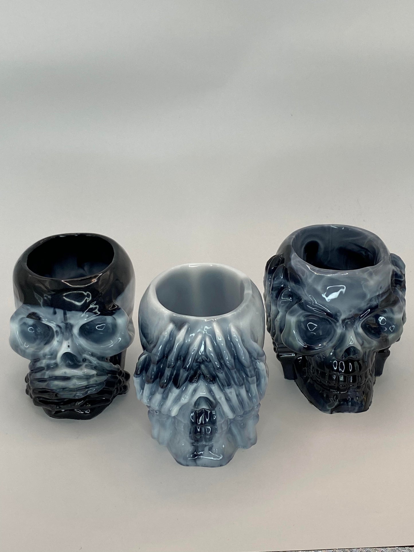Succulent Hear No Evil, See No Evil, Speak No Evil Skull Holders 3 pc Set
