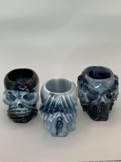 Succulent Hear No Evil, See No Evil, Speak No Evil Skull Holders 3 pc Set