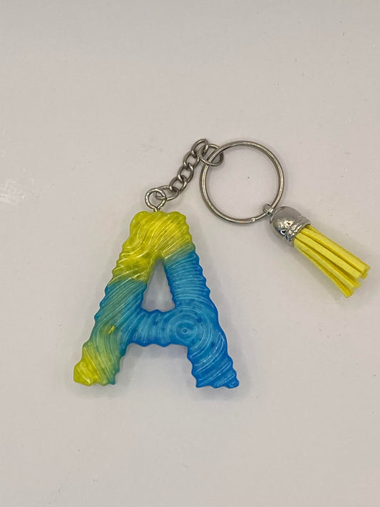 Multi Color Letter  with Ripple Pattern Keychains