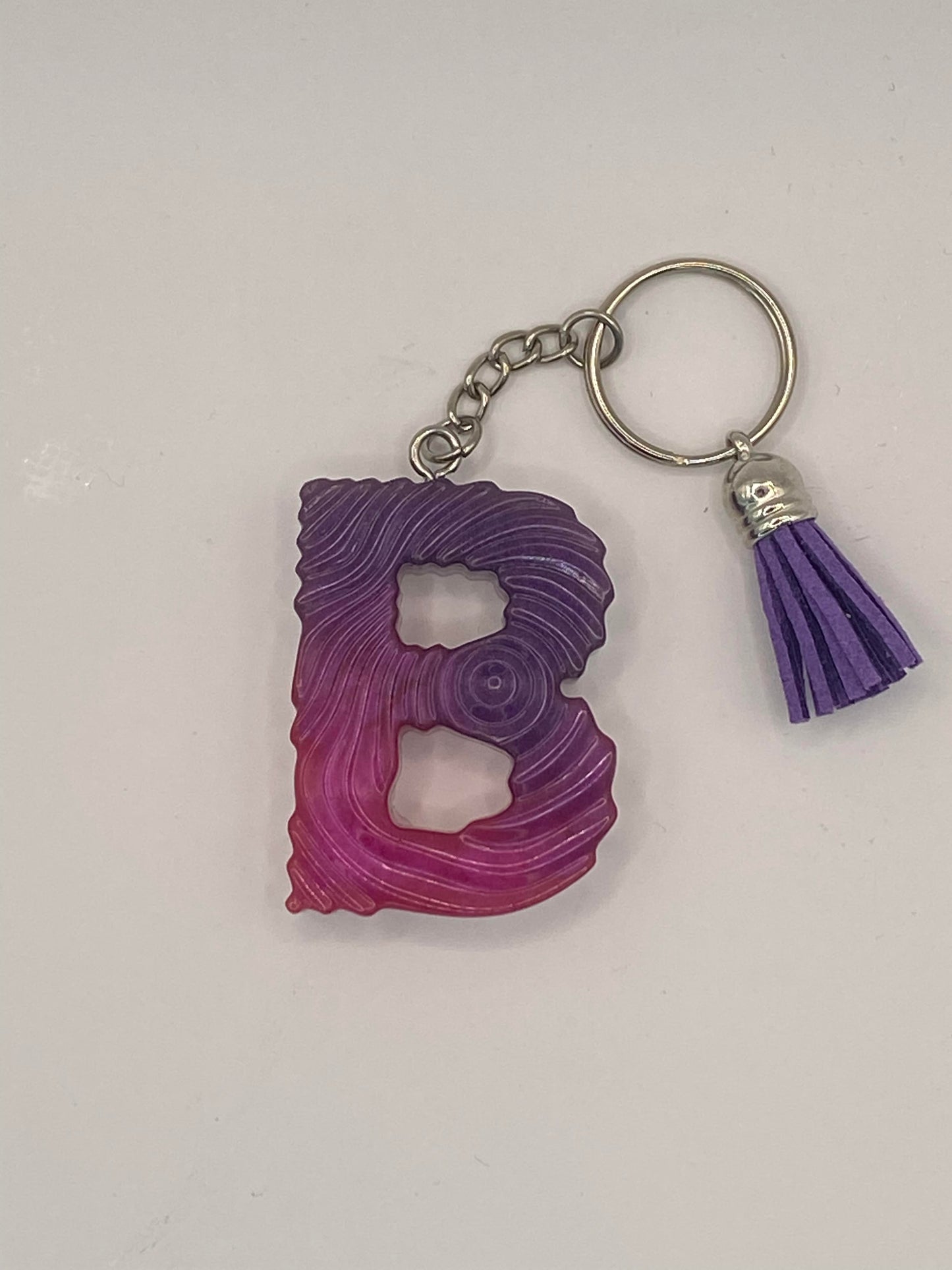 Multi Color Letter  with Ripple Pattern Keychains