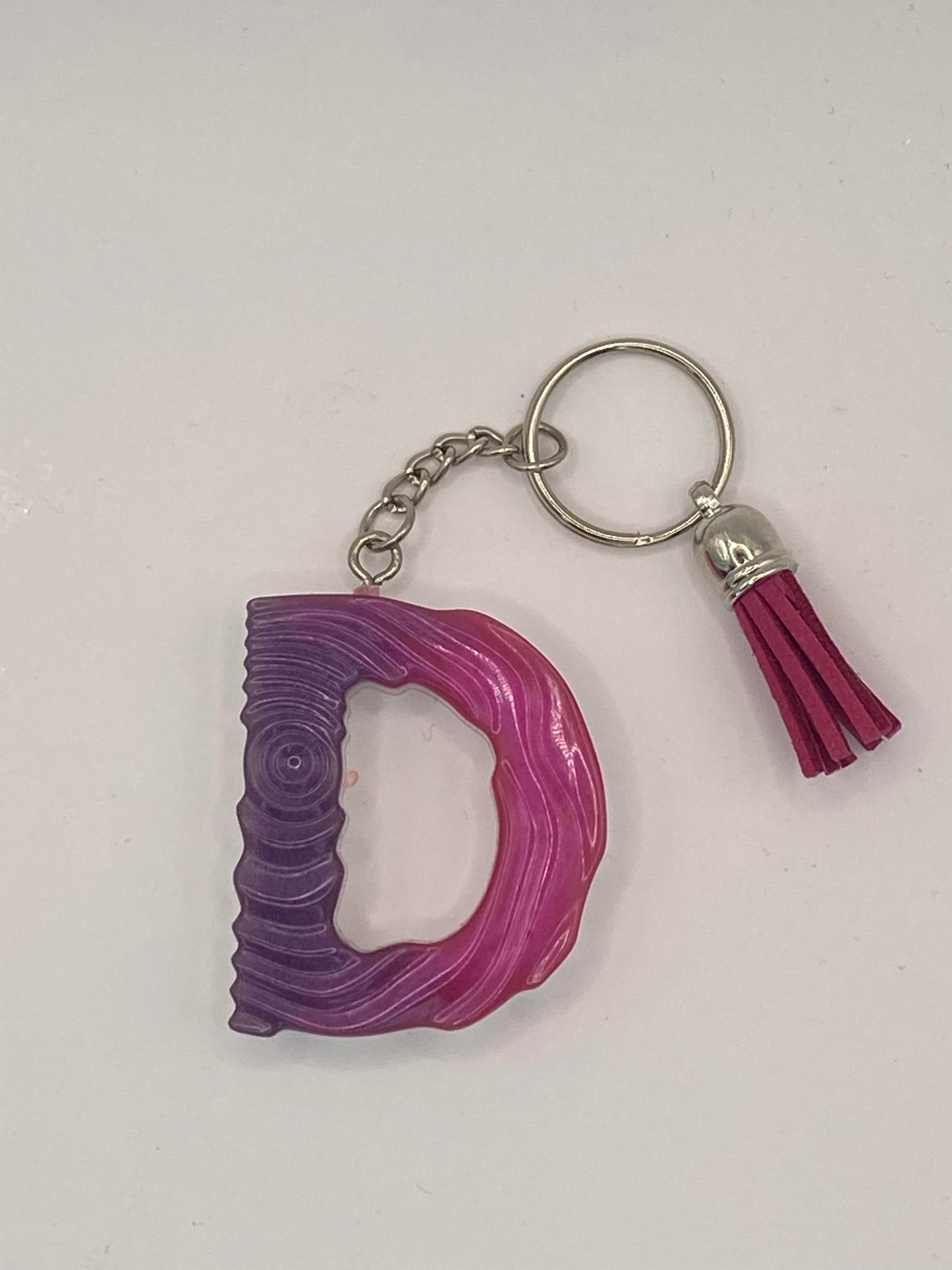 Multi Color Letter  with Ripple Pattern Keychains
