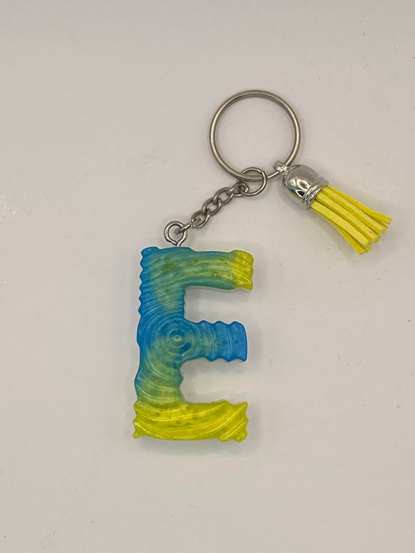 Multi Color Letter  with Ripple Pattern Keychains