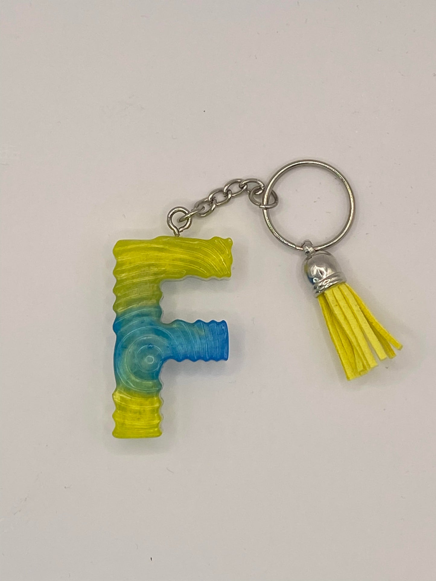 Multi Color Letter  with Ripple Pattern Keychains