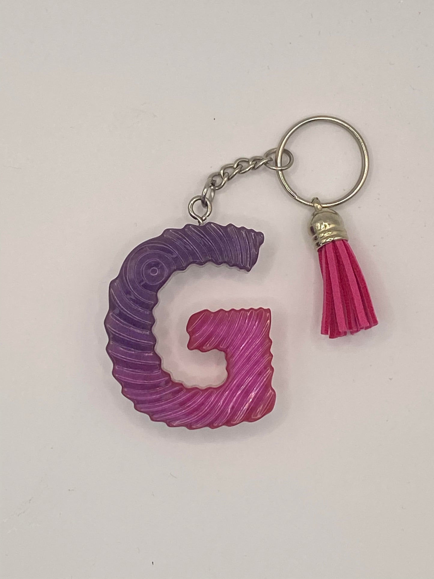 Multi Color Letter  with Ripple Pattern Keychains