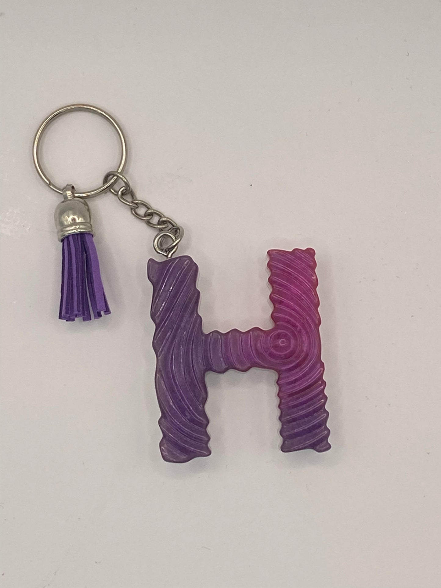Multi Color Letter  with Ripple Pattern Keychains