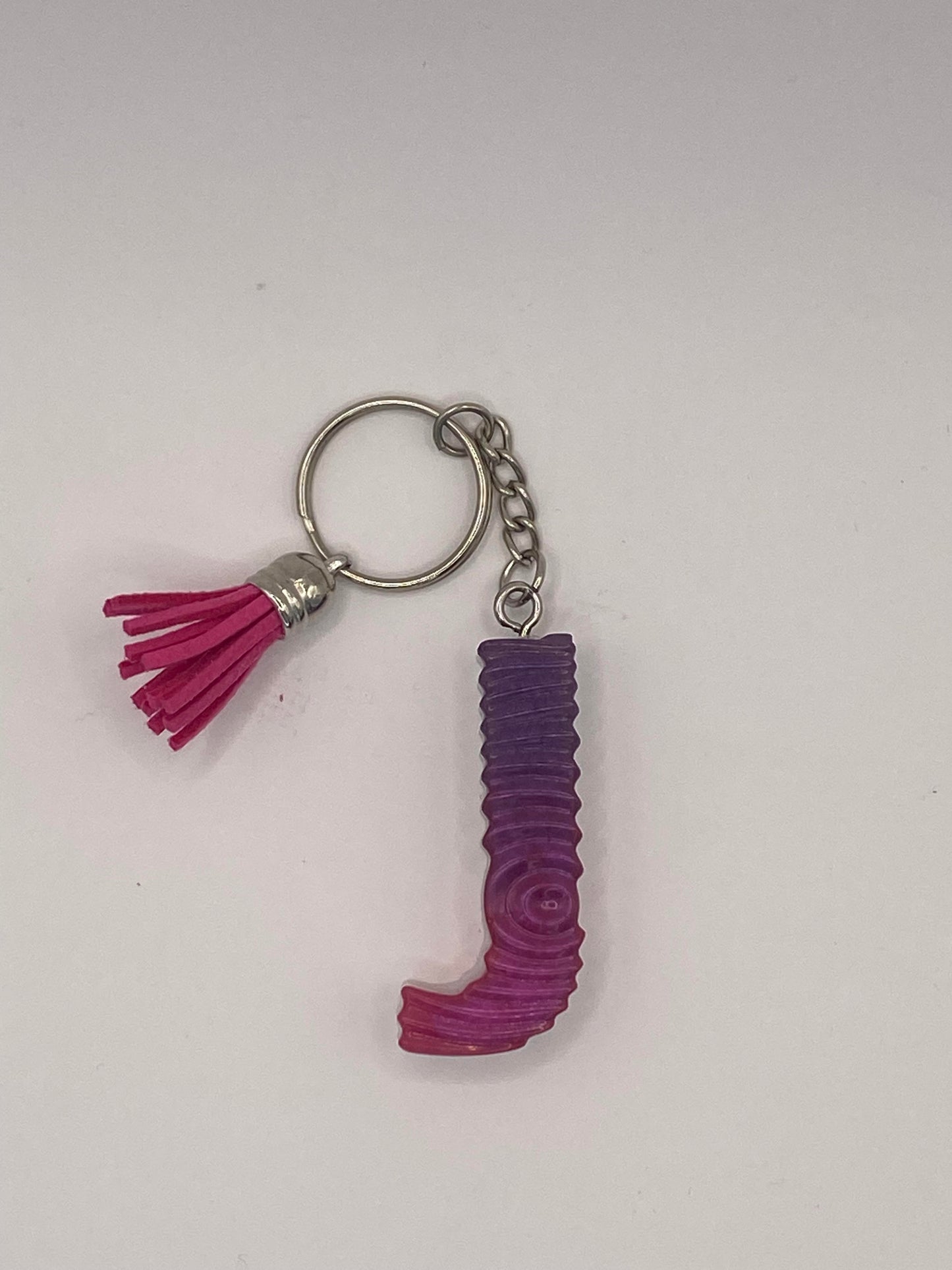 Multi Color Letter  with Ripple Pattern Keychains