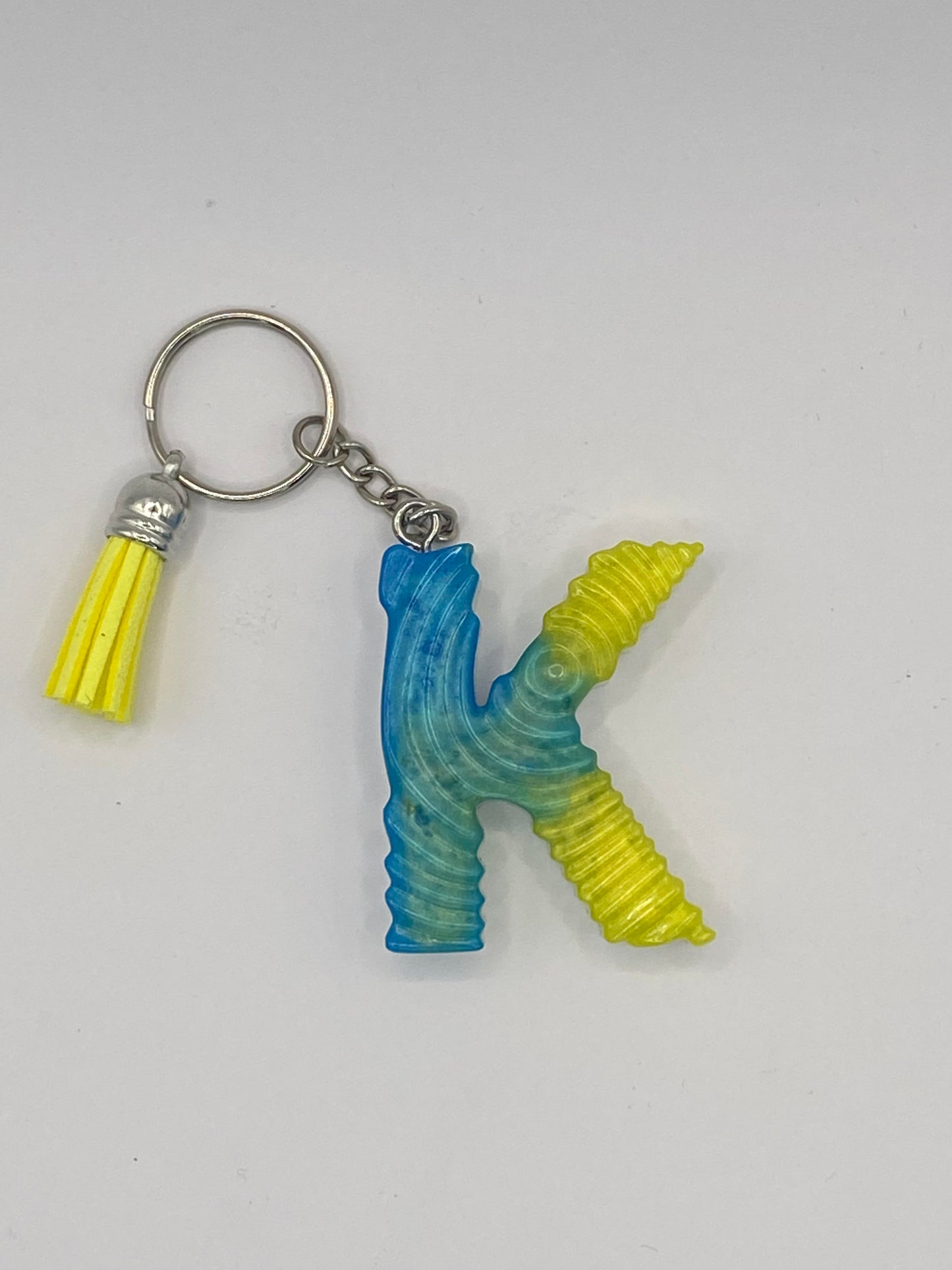 Multi Color Letter  with Ripple Pattern Keychains