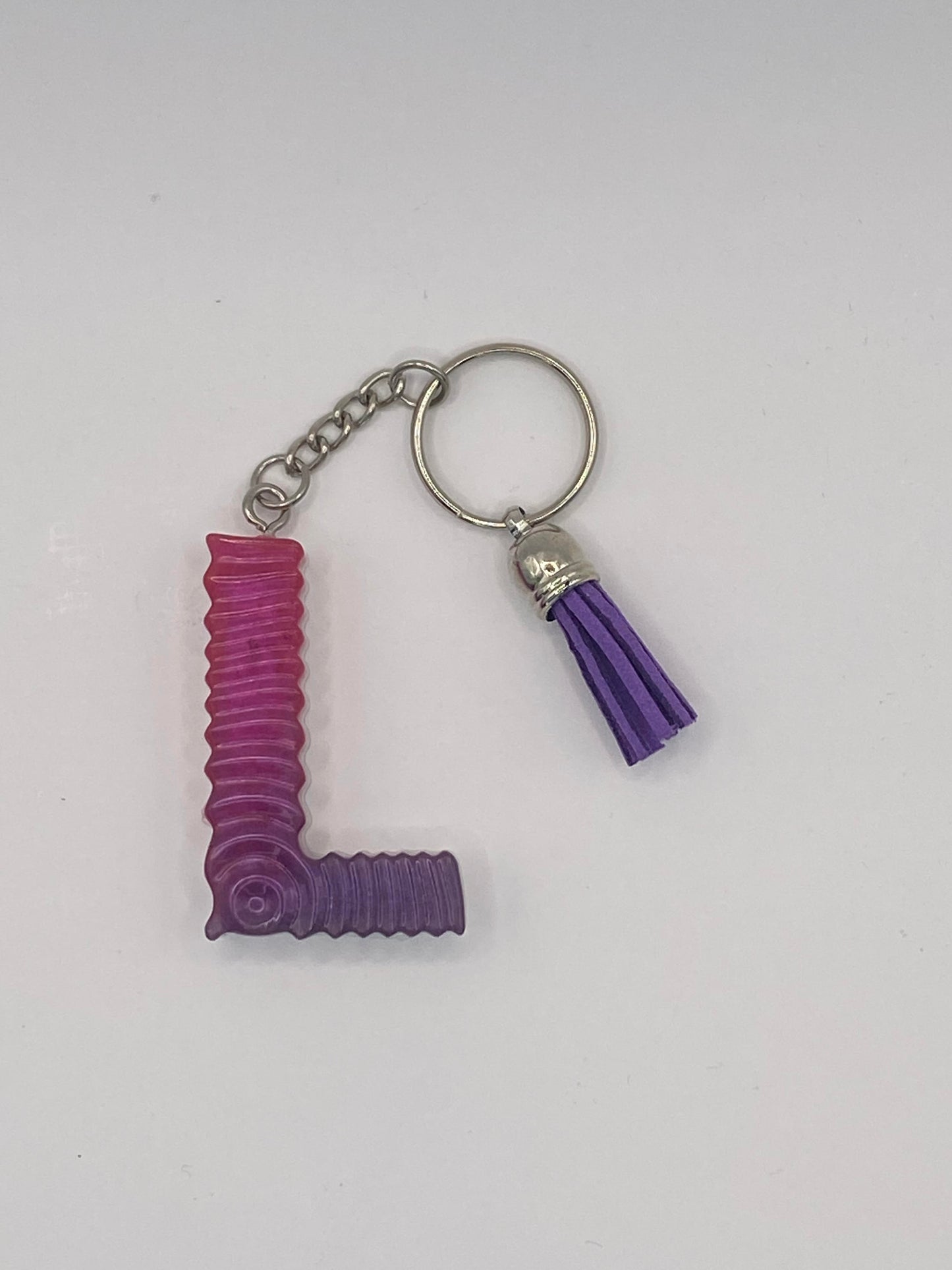 Multi Color Letter  with Ripple Pattern Keychains