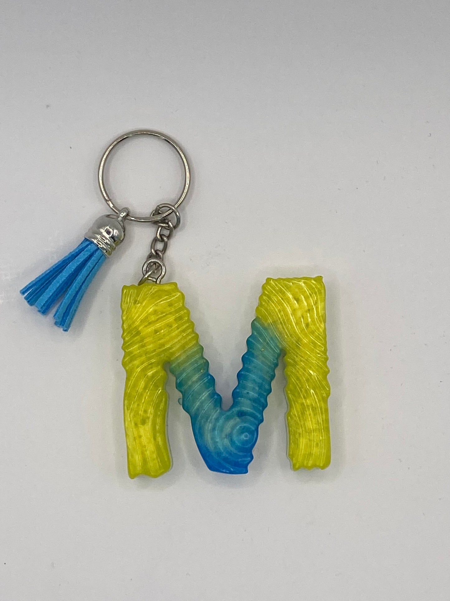 Multi Color Letter  with Ripple Pattern Keychains