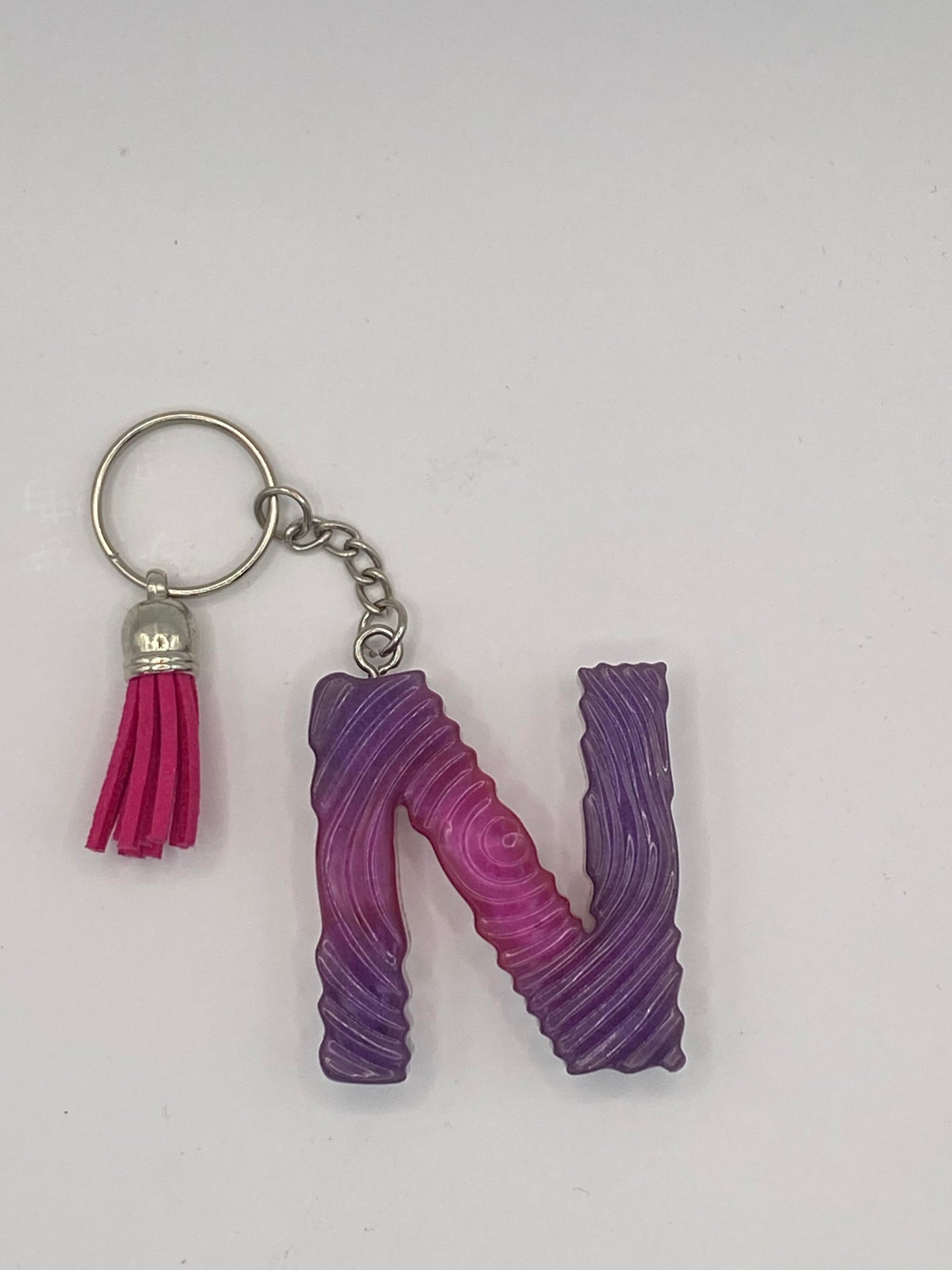 Multi Color Letter  with Ripple Pattern Keychains