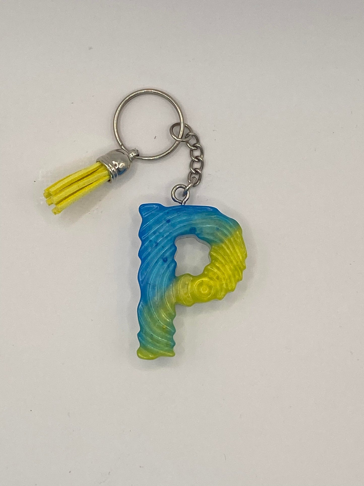 Multi Color Letter  with Ripple Pattern Keychains