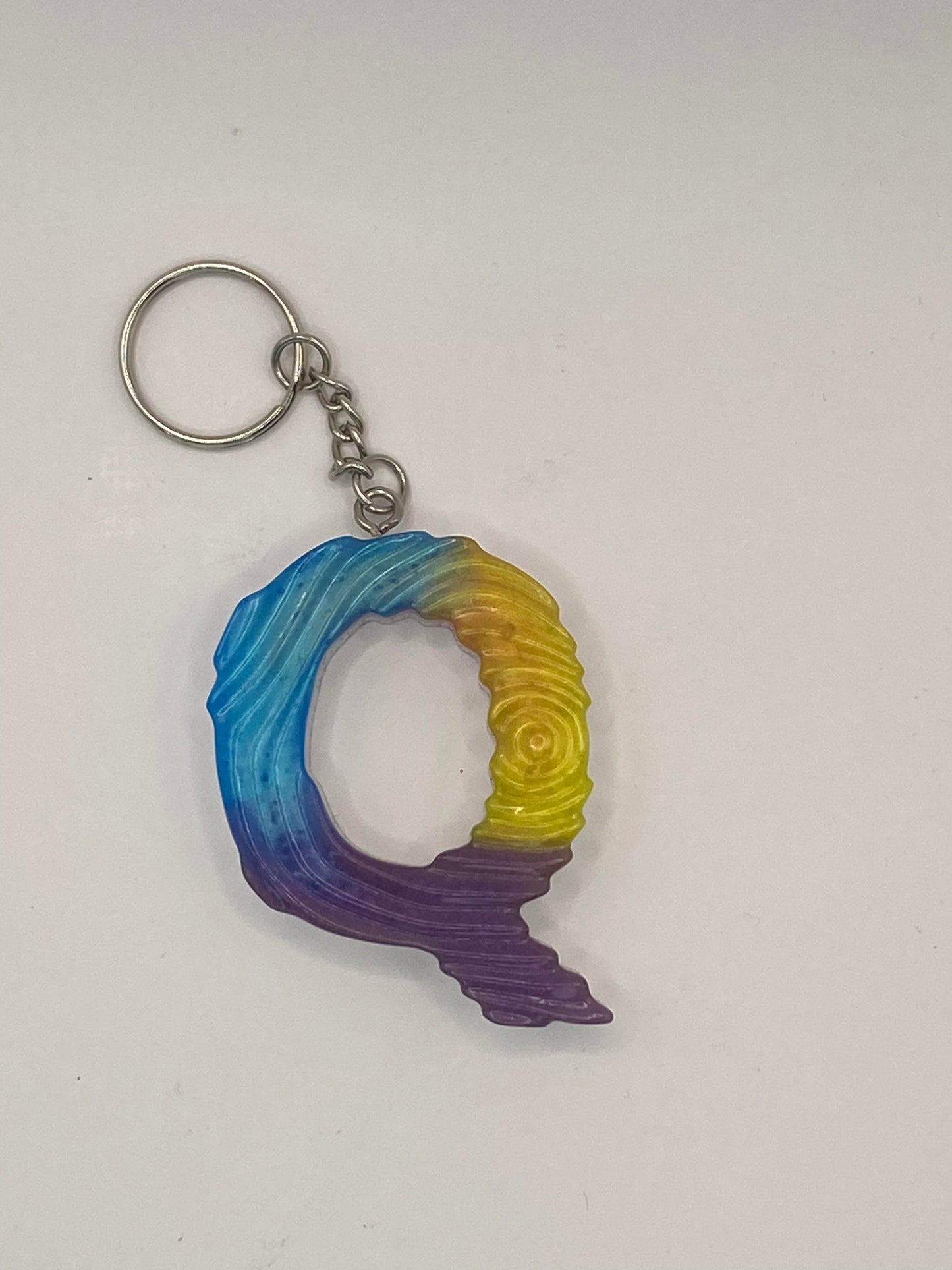 Multi Color Letter  with Ripple Pattern Keychains
