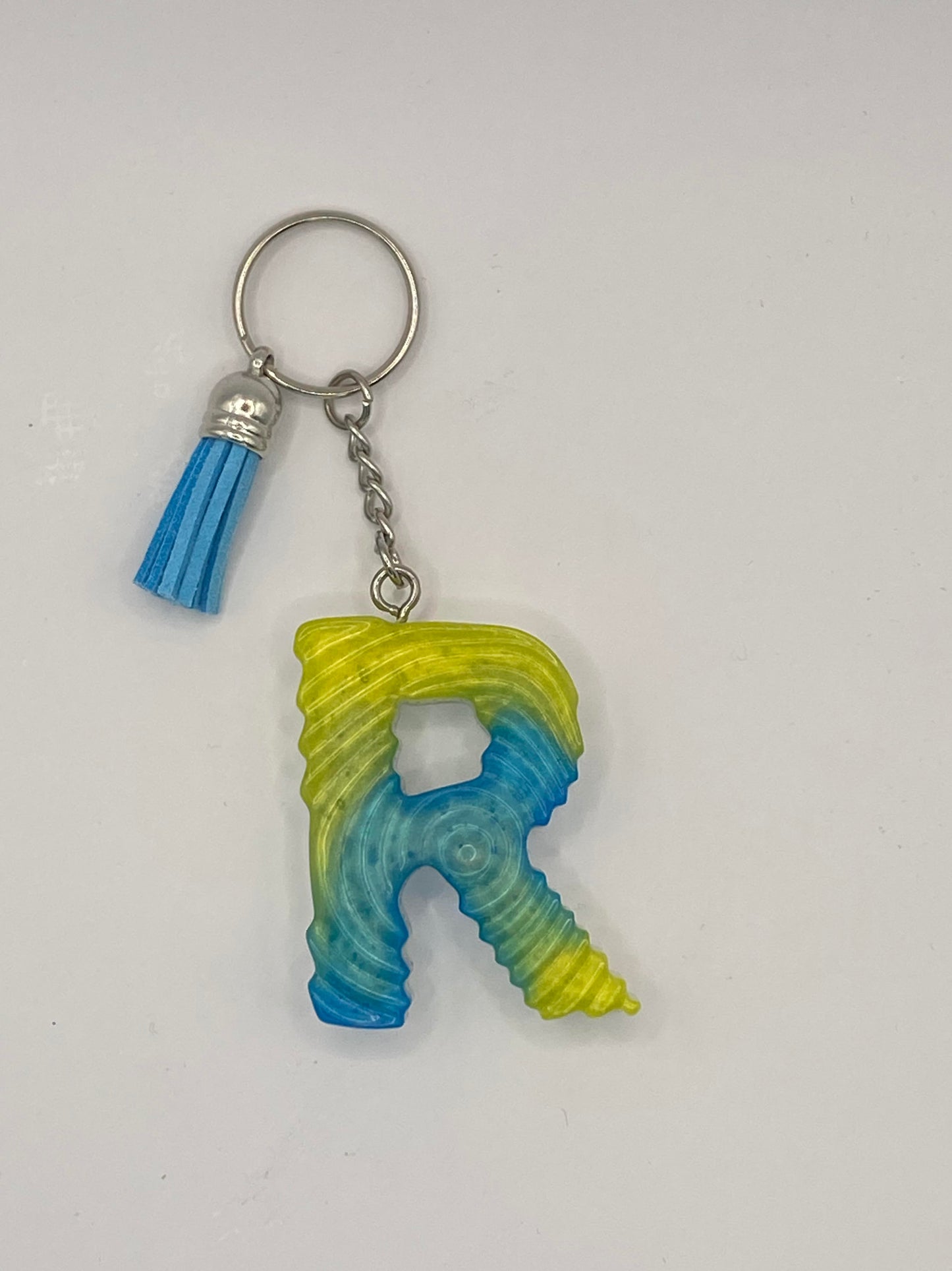 Multi Color Letter  with Ripple Pattern Keychains
