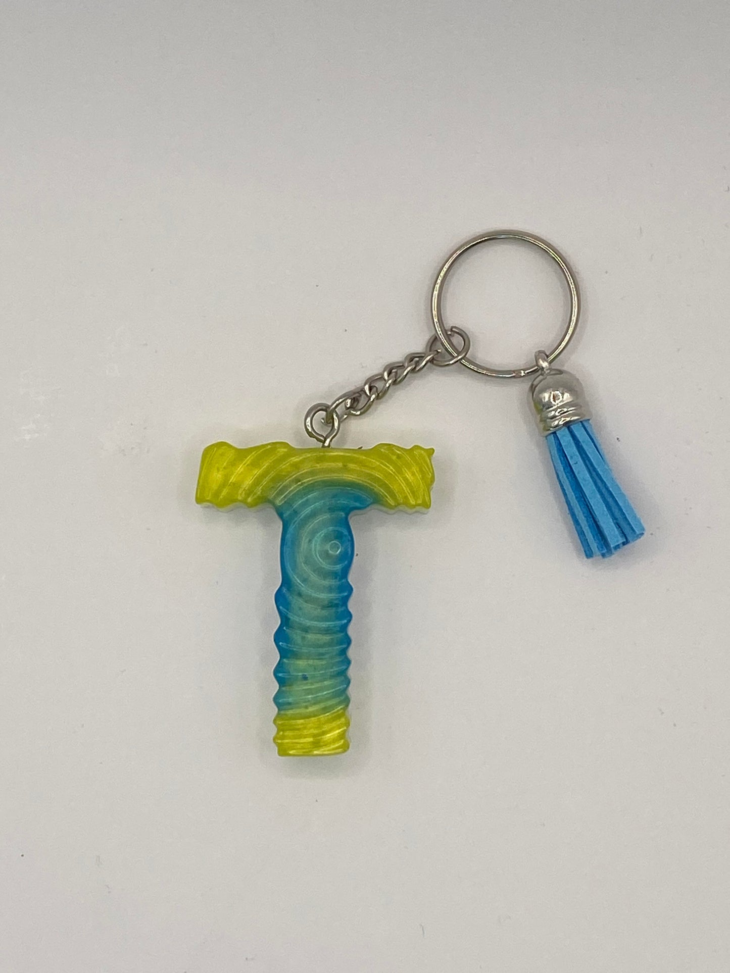 Multi Color Letter  with Ripple Pattern Keychains