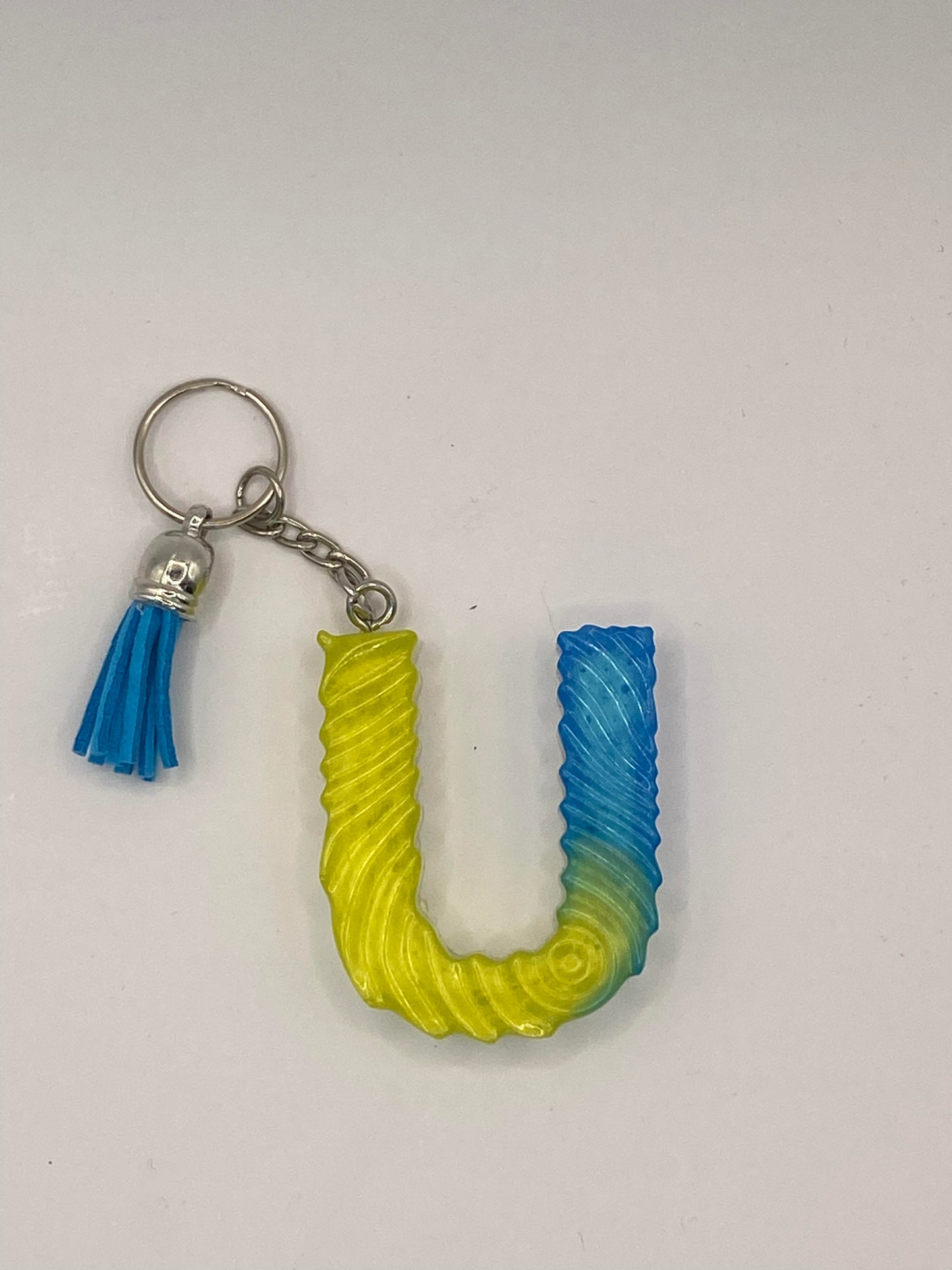 Multi Color Letter  with Ripple Pattern Keychains