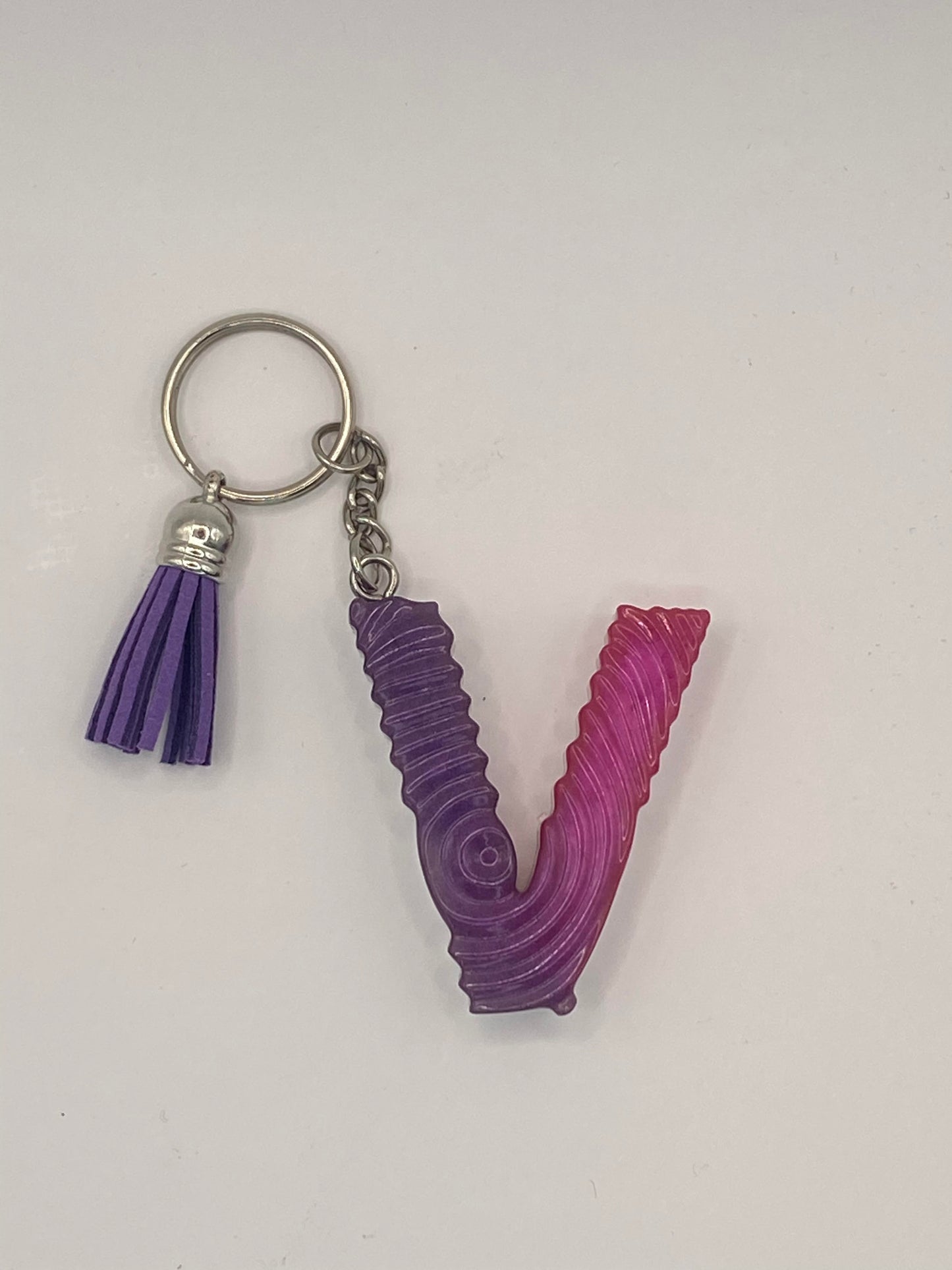 Multi Color Letter  with Ripple Pattern Keychains