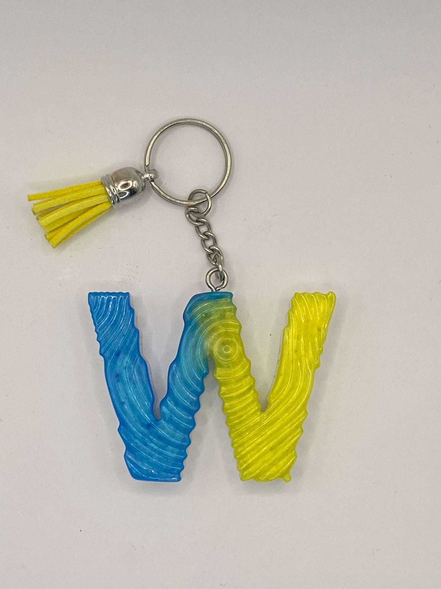 Multi Color Letter  with Ripple Pattern Keychains