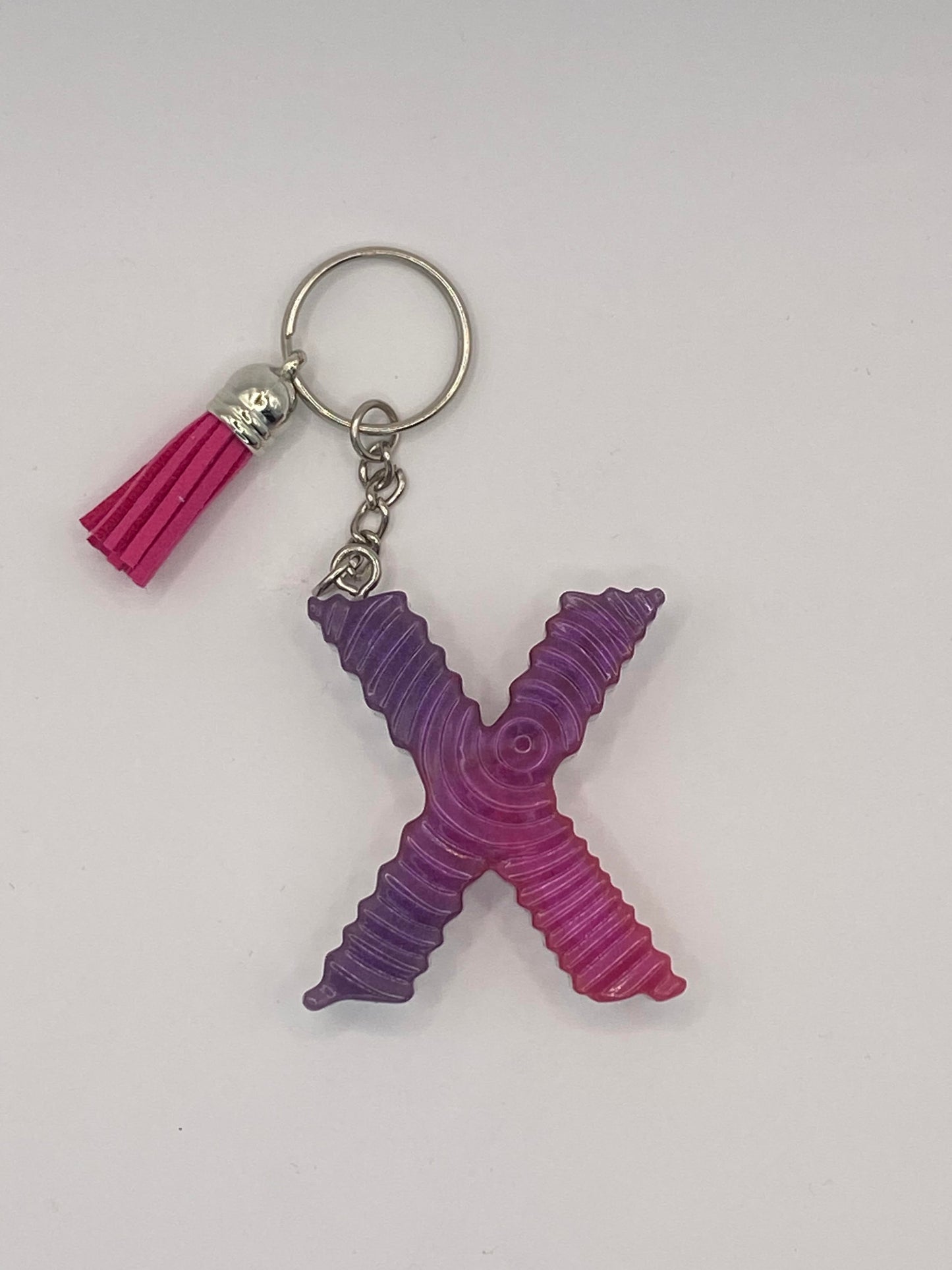 Multi Color Letter  with Ripple Pattern Keychains