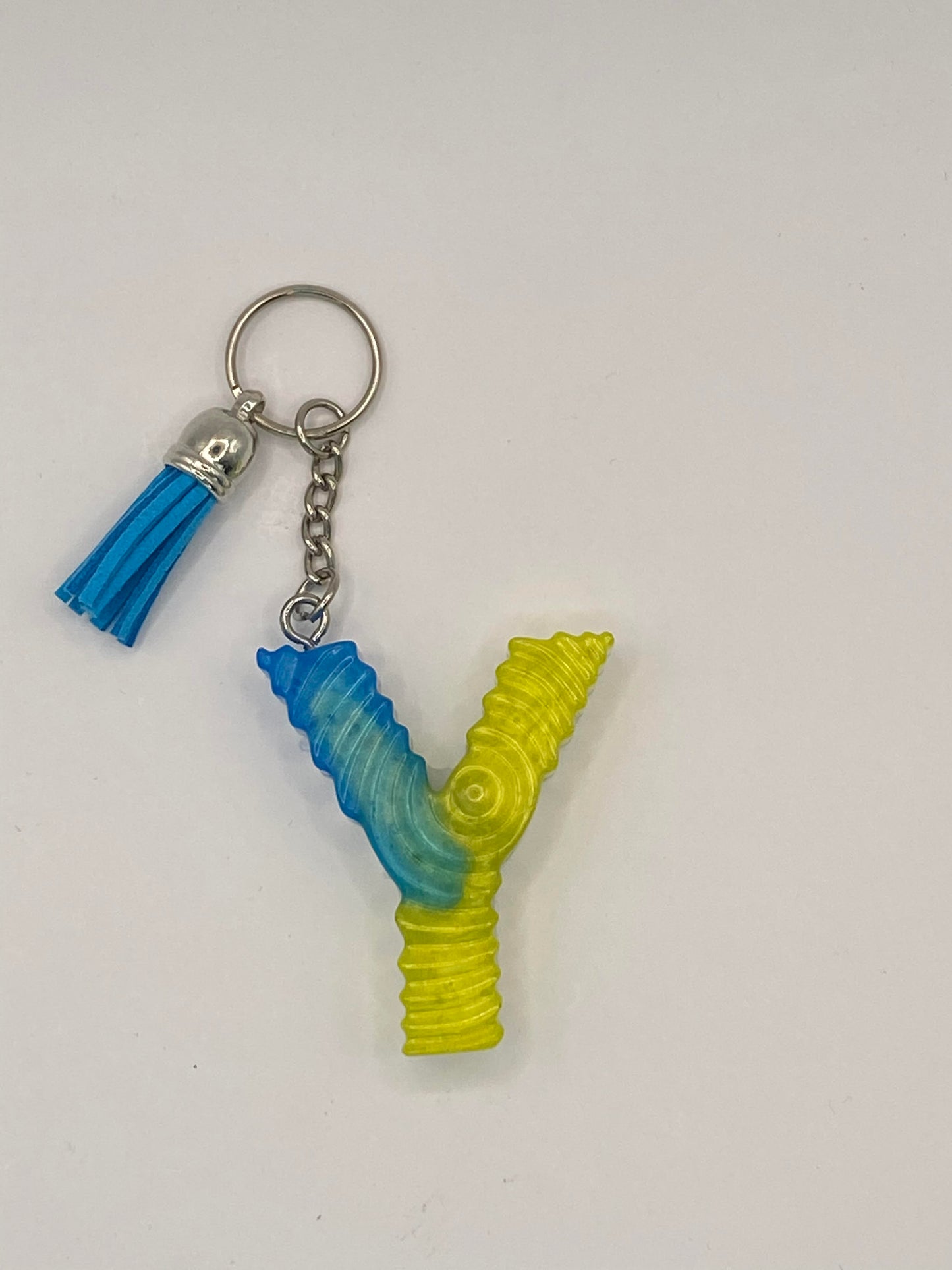 Multi Color Letter  with Ripple Pattern Keychains