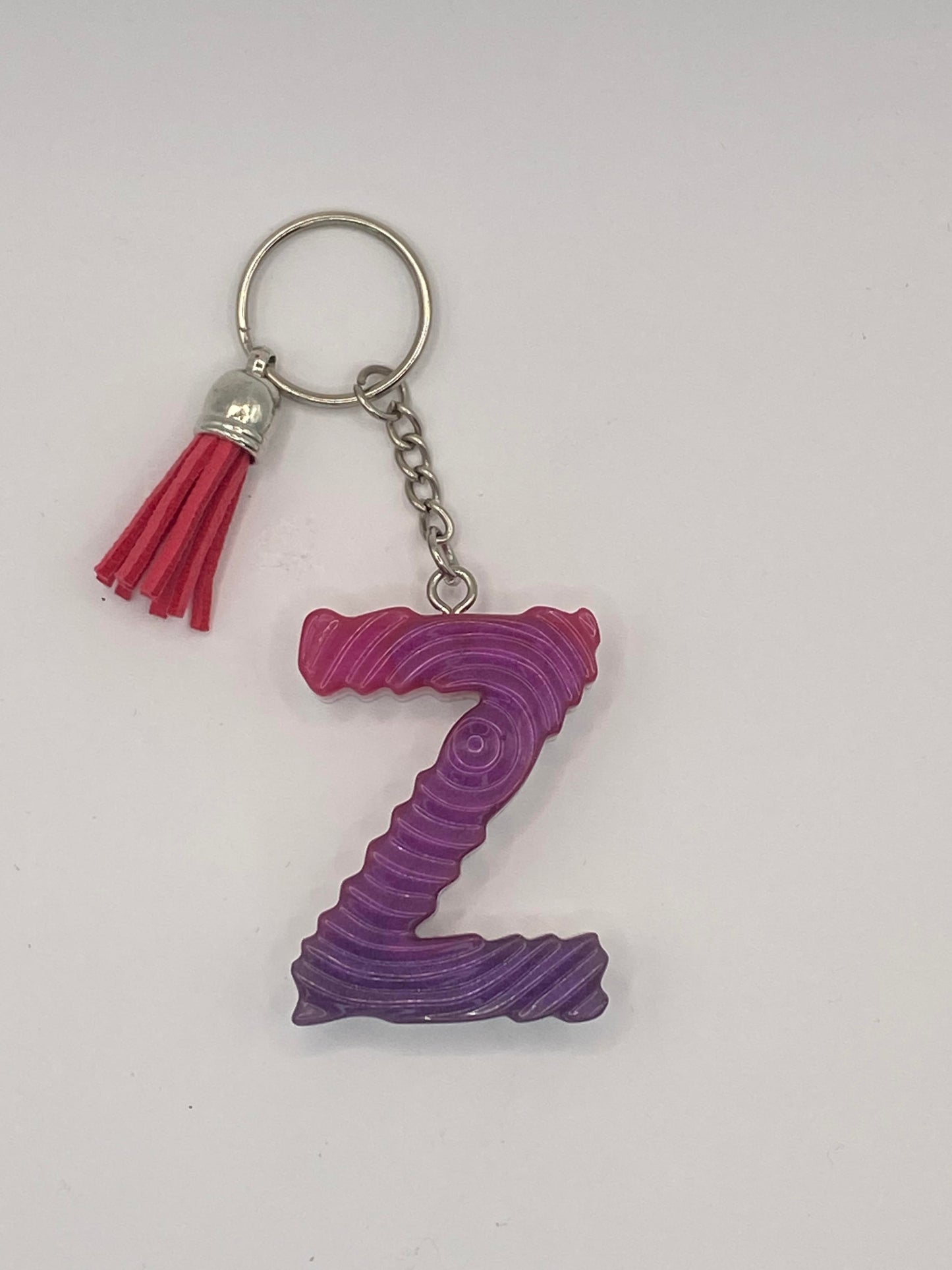 Multi Color Letter  with Ripple Pattern Keychains