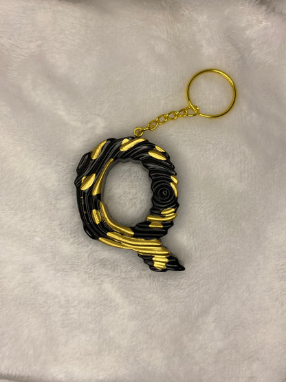 Black & Gold Ripple Letter Keychains