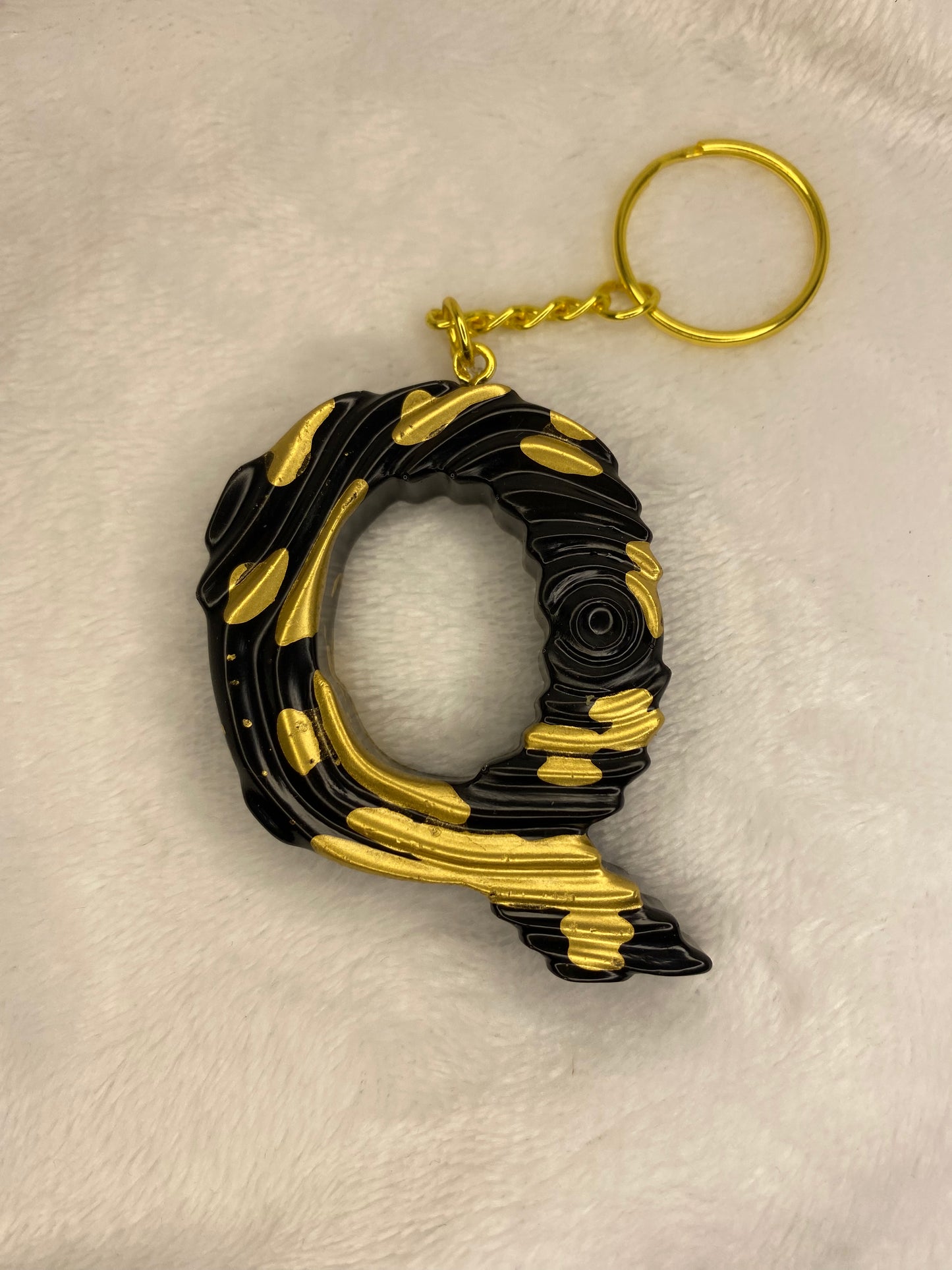 Black & Gold Ripple Letter Keychains