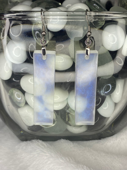 Iridescent Rectangle Earrings (Blue Tint)