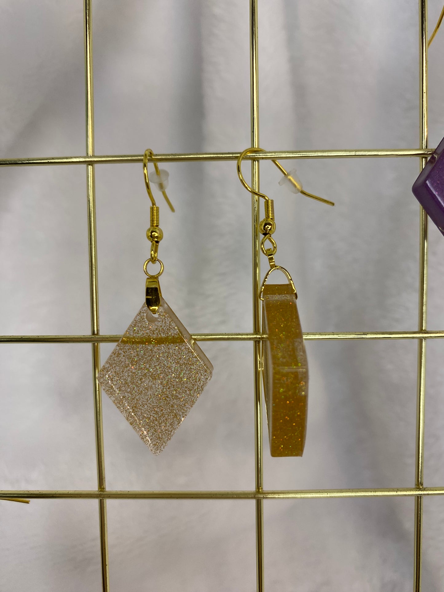 Gold Holographic Glitter Earrings