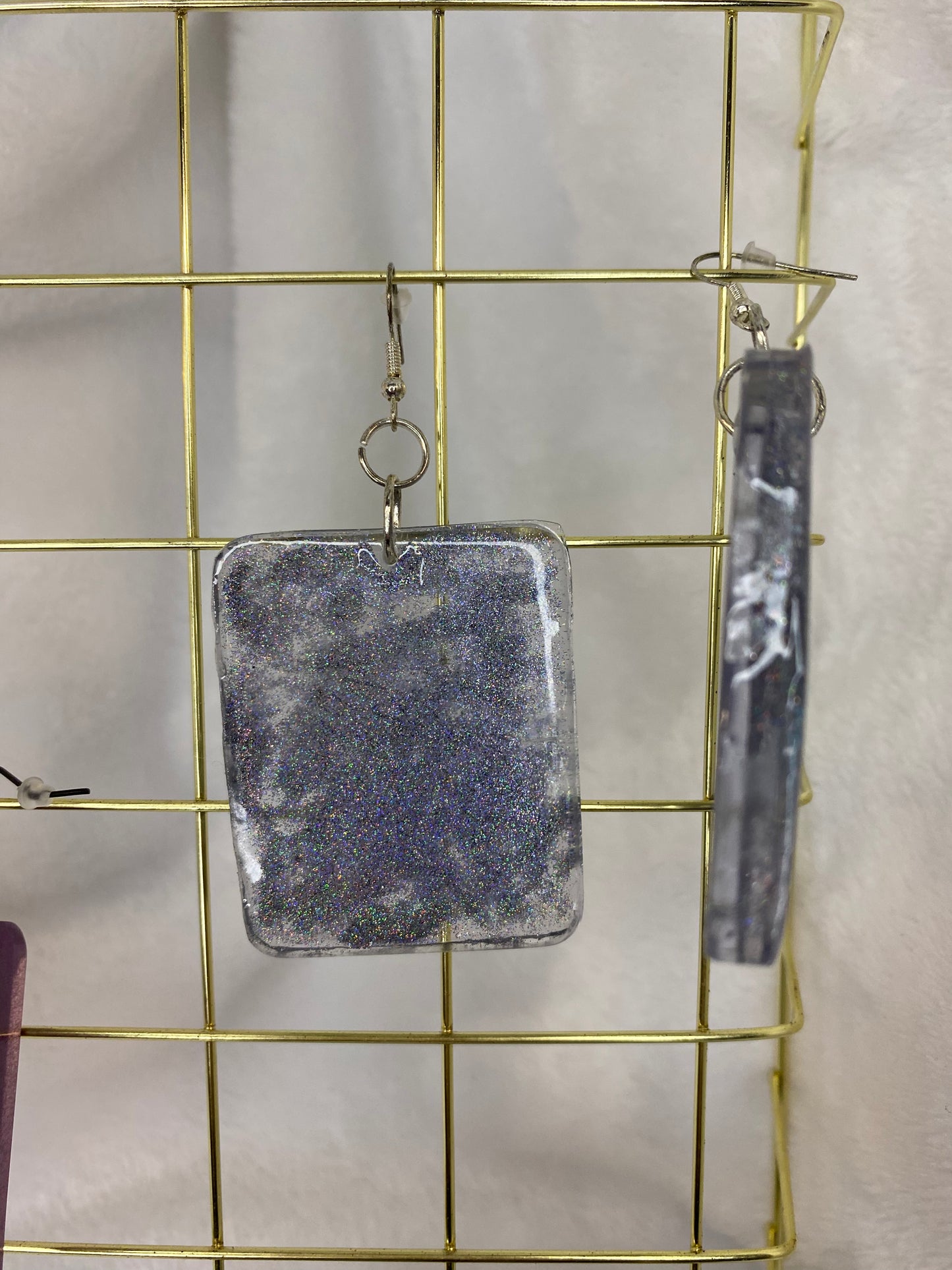 Holographic Glitter Earrings Rectangle Shaped