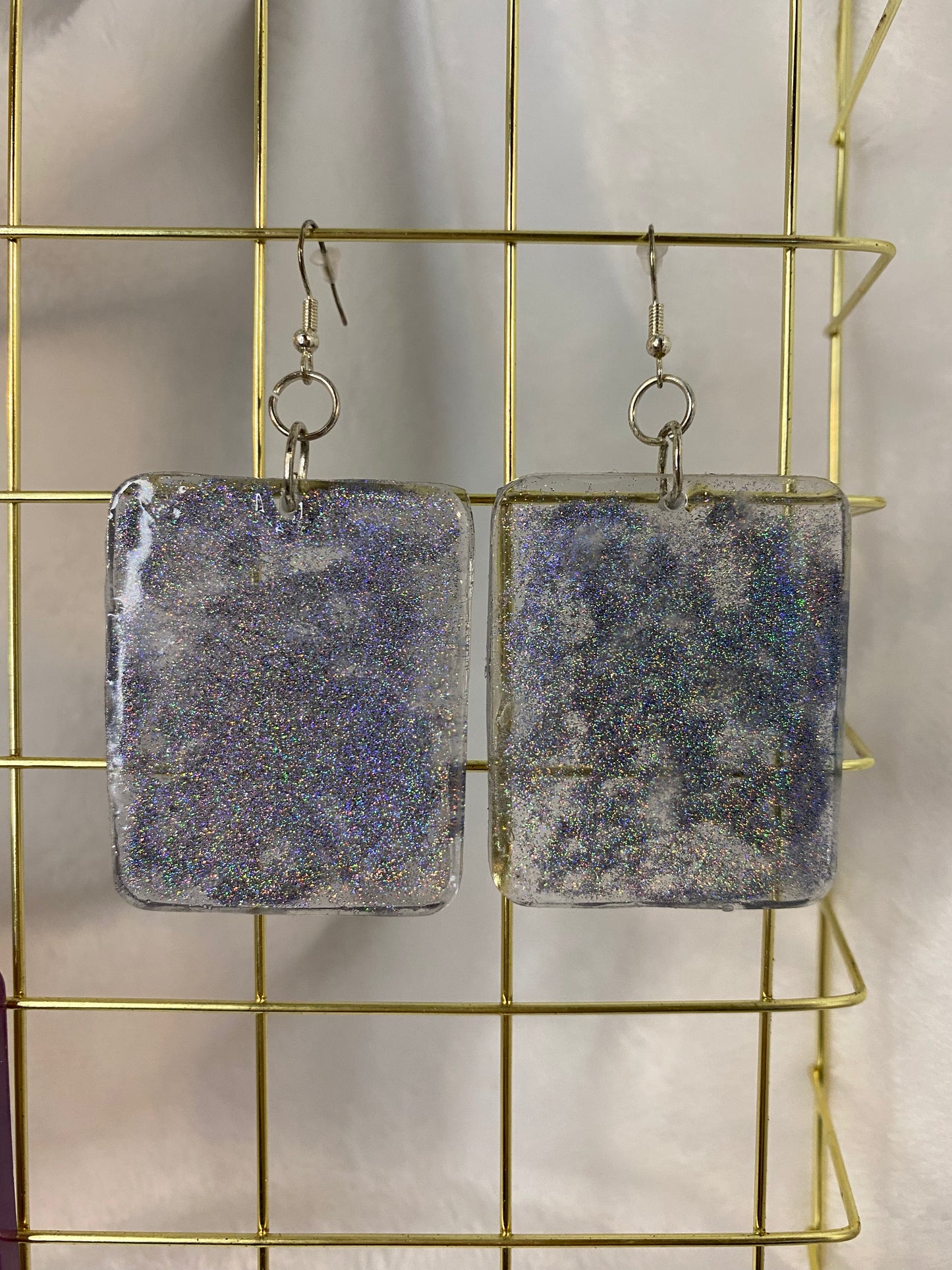 Holographic Glitter Earrings Rectangle Shaped