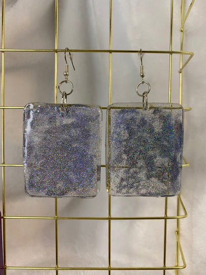 Holographic Glitter Earrings Rectangle Shaped