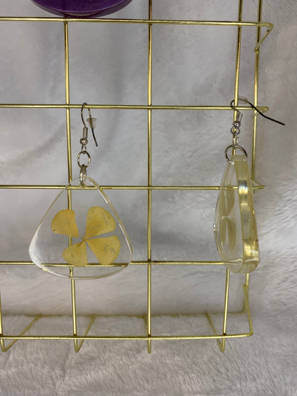 Large Triangle 4 Leaf Clover Earrings