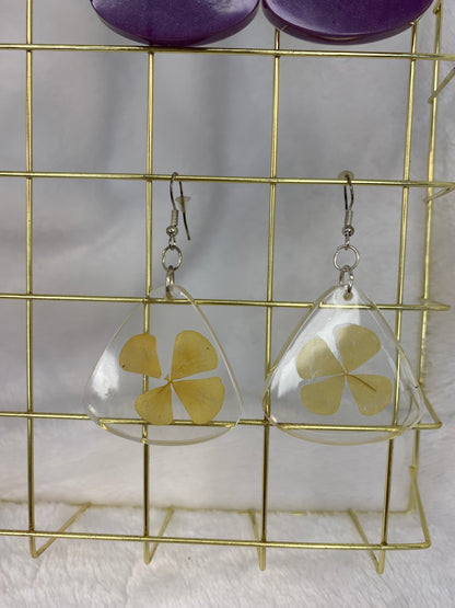 Large Triangle 4 Leaf Clover Earrings