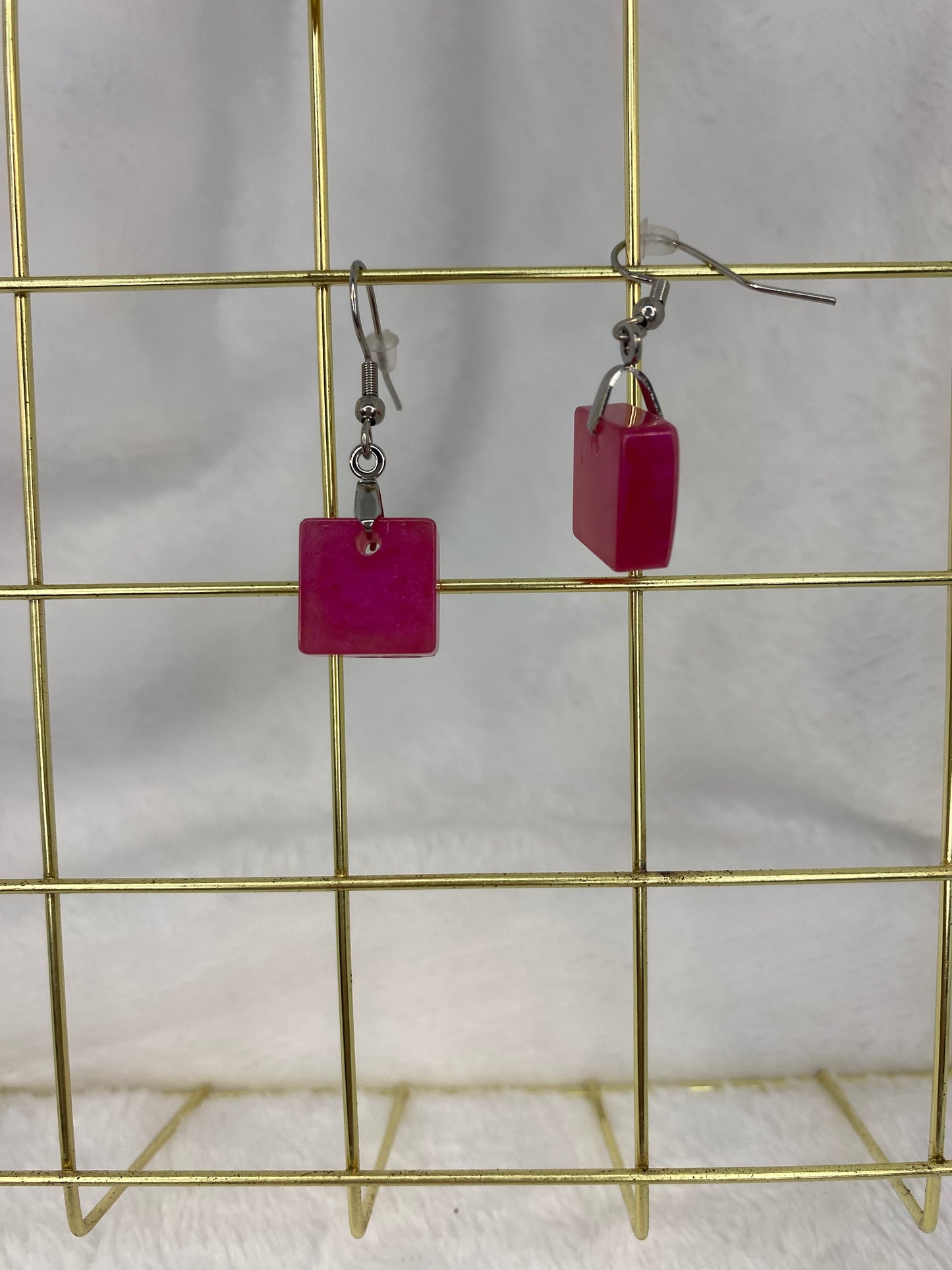 Rose Red Rectangle Earrings