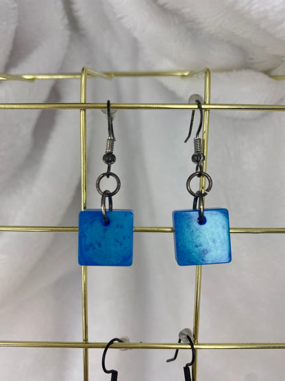 Sky Blue Rectangle Earrings